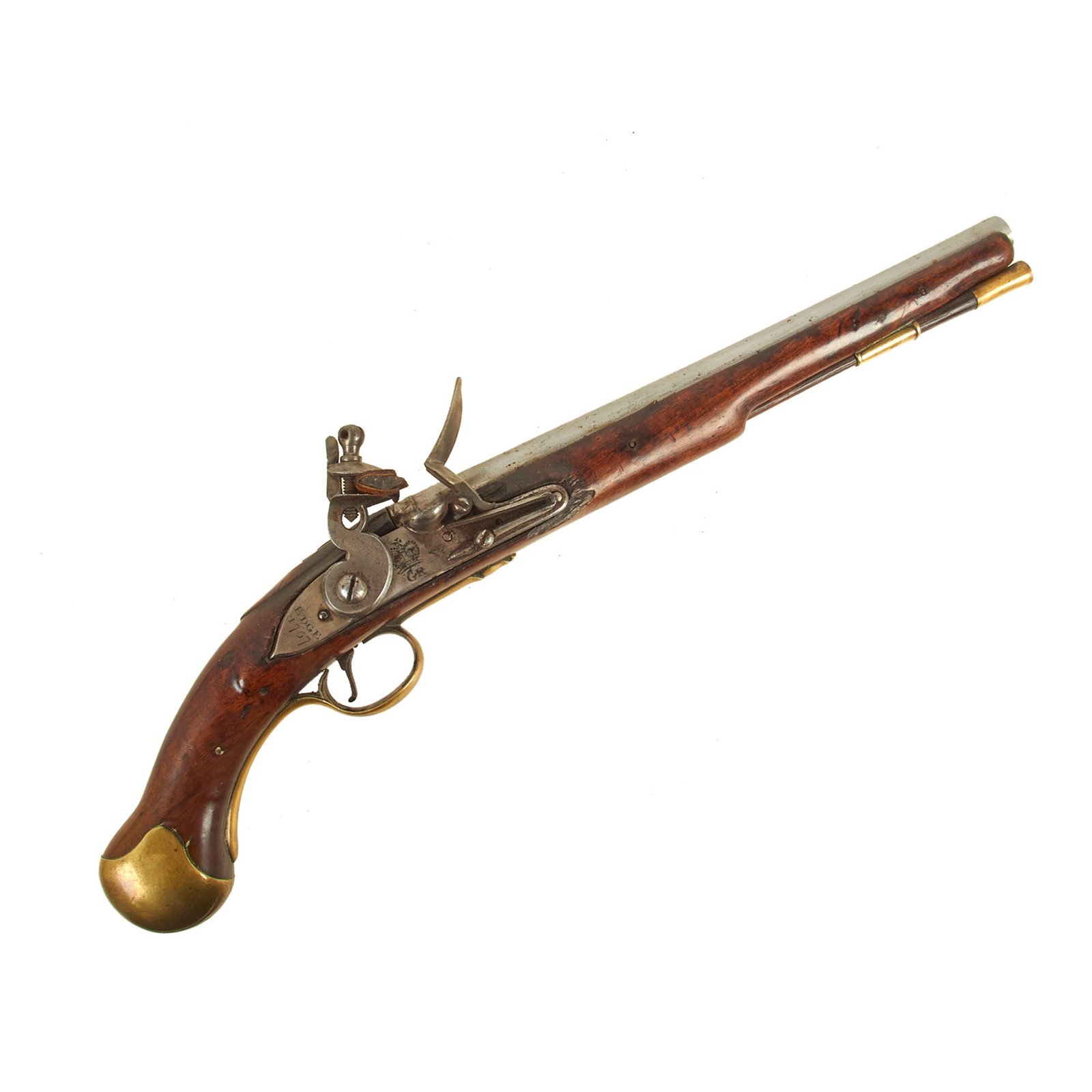 Buy Original Early British Sea Service Flintlock Pistol by Maker EDGE - Never Fitted With Belt Hook - dated 1757 | Original Firearms Antique For Sale