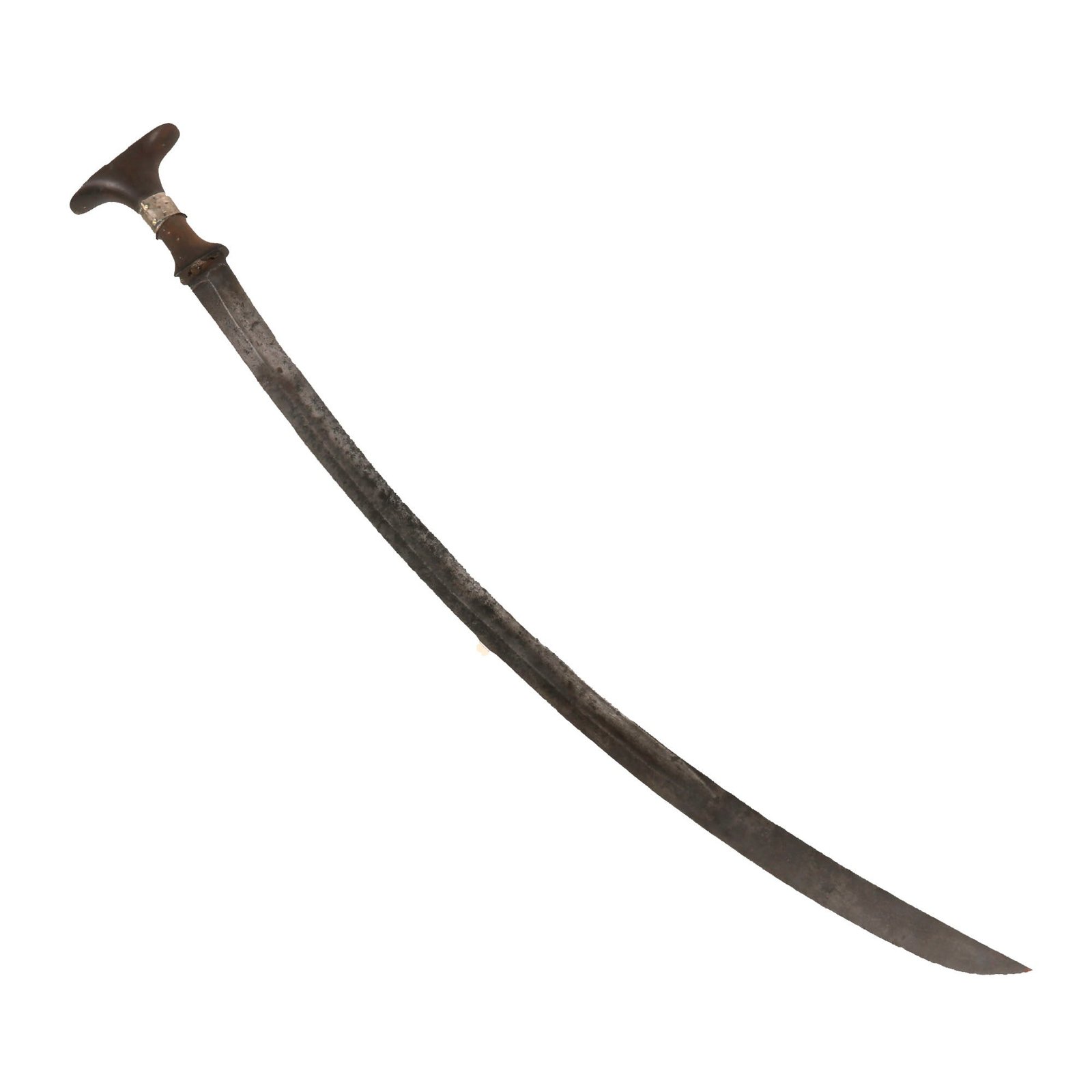 Buy Original 19th Century Abyssinian Ethiopian Shotel Sword with British Blade & 1780 Maria Theresa Thaler Silver Coin on Pommel | Original Firearms Antique For Sale