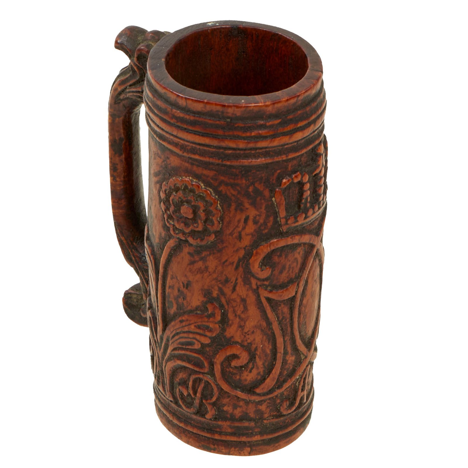 Buy Original Danish 1788 Dated Treenware Wooden Drinking Mug With Carved Cypher of King Christian VII - Reigned 1766 - 1808 | Original Firearms Antique For Sale