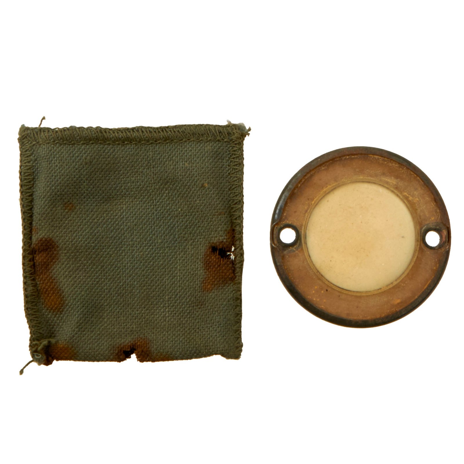 Buy Original U.S. WWII Paratrooper D-Day Normandy Invasion Clip On Luminous Disc Helmet Marker with Original Pouch | Original Firearms Antique For Sale