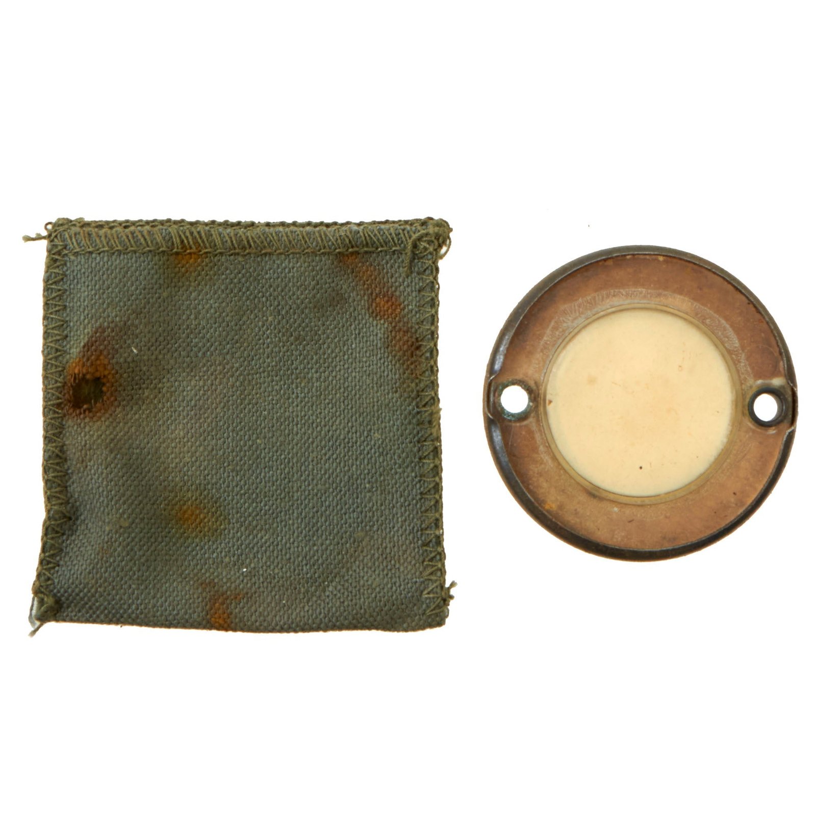 Buy Original U.S. WWII Paratrooper D-Day Normandy Invasion Clip On Luminous Disc Helmet Marker With Original Pouch | Original Firearms Antique For Sale