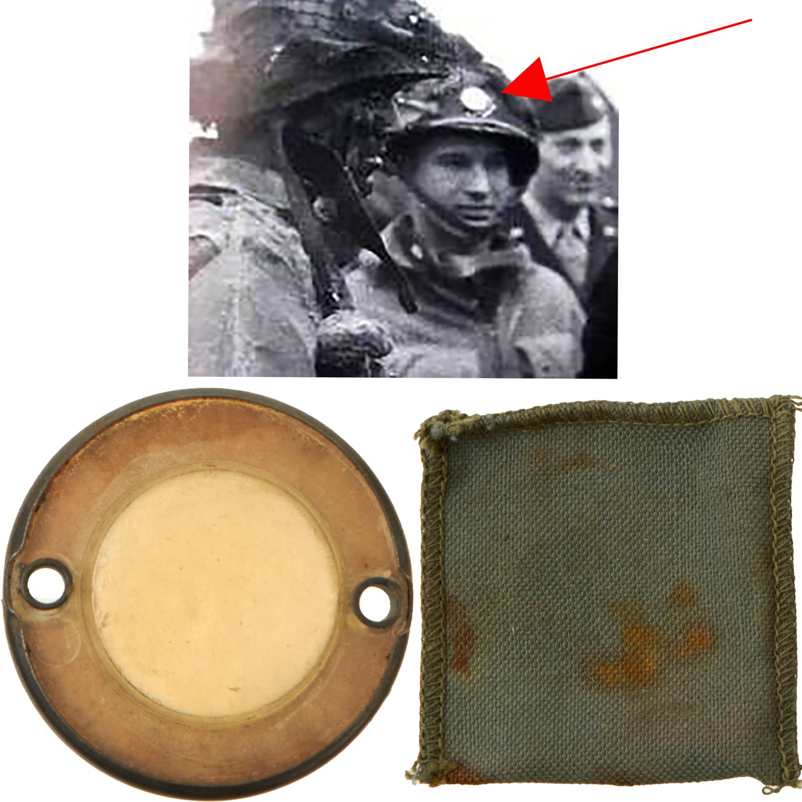 Buy Original U.S. WWII Paratrooper D-Day Normandy Invasion Clip On Luminous Disc Helmet Marker With Original Pouch | Original Firearms Antique For Sale