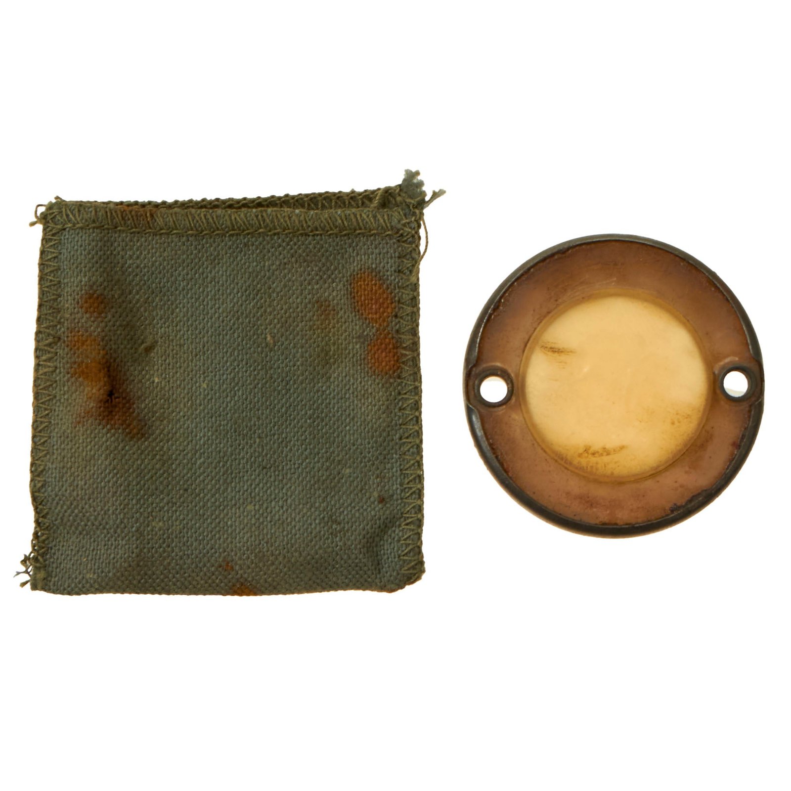 Buy Original U.S. WWII Paratrooper D-Day Normandy Invasion Clip On Luminous Disc Helmet Marker With Original Pouch | Original Firearms Antique For Sale