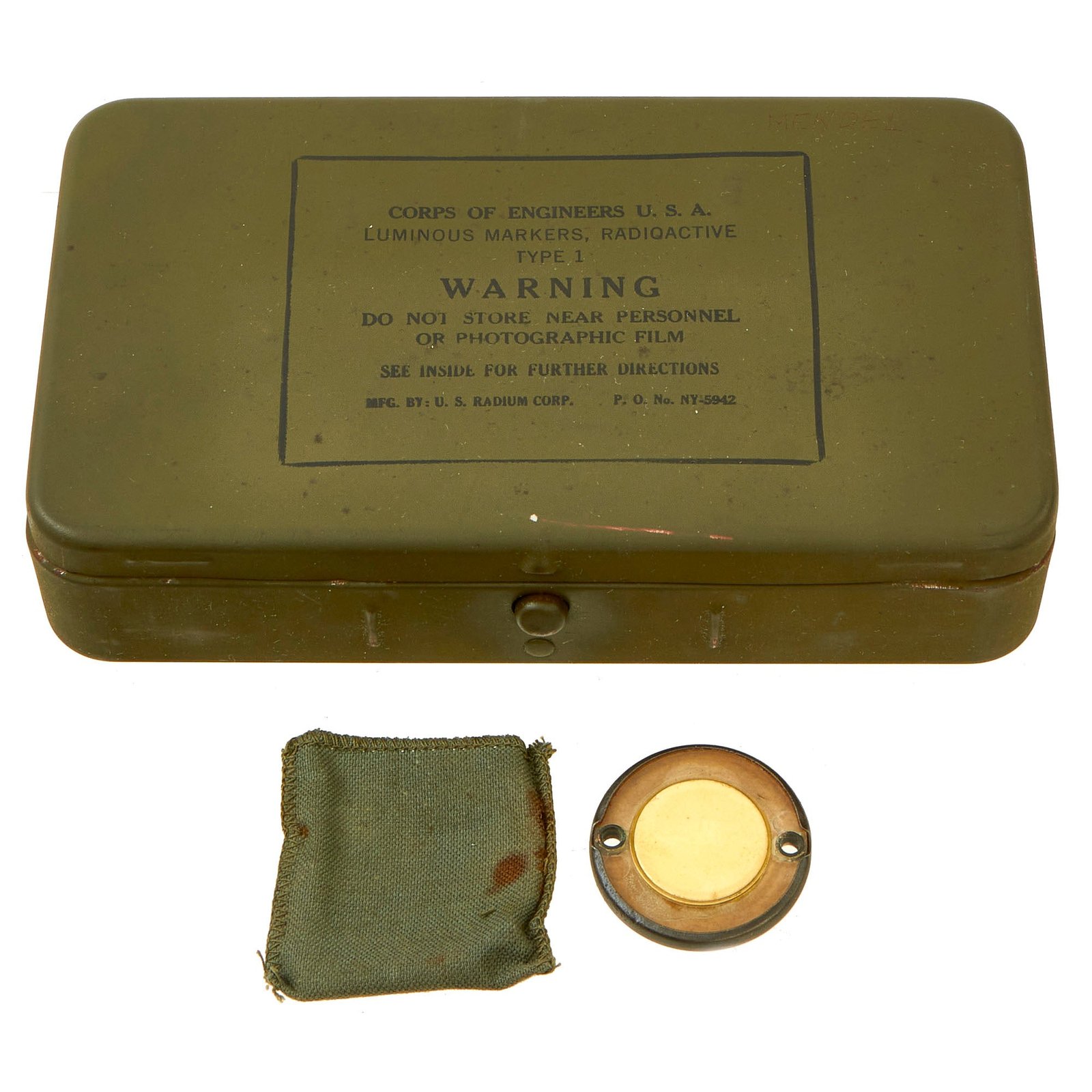 Buy Original U.S. WWII Paratrooper D-Day Normandy Invasion Clip On Luminous Disc Helmet Marker With Original Box | Original Firearms Antique For Sale