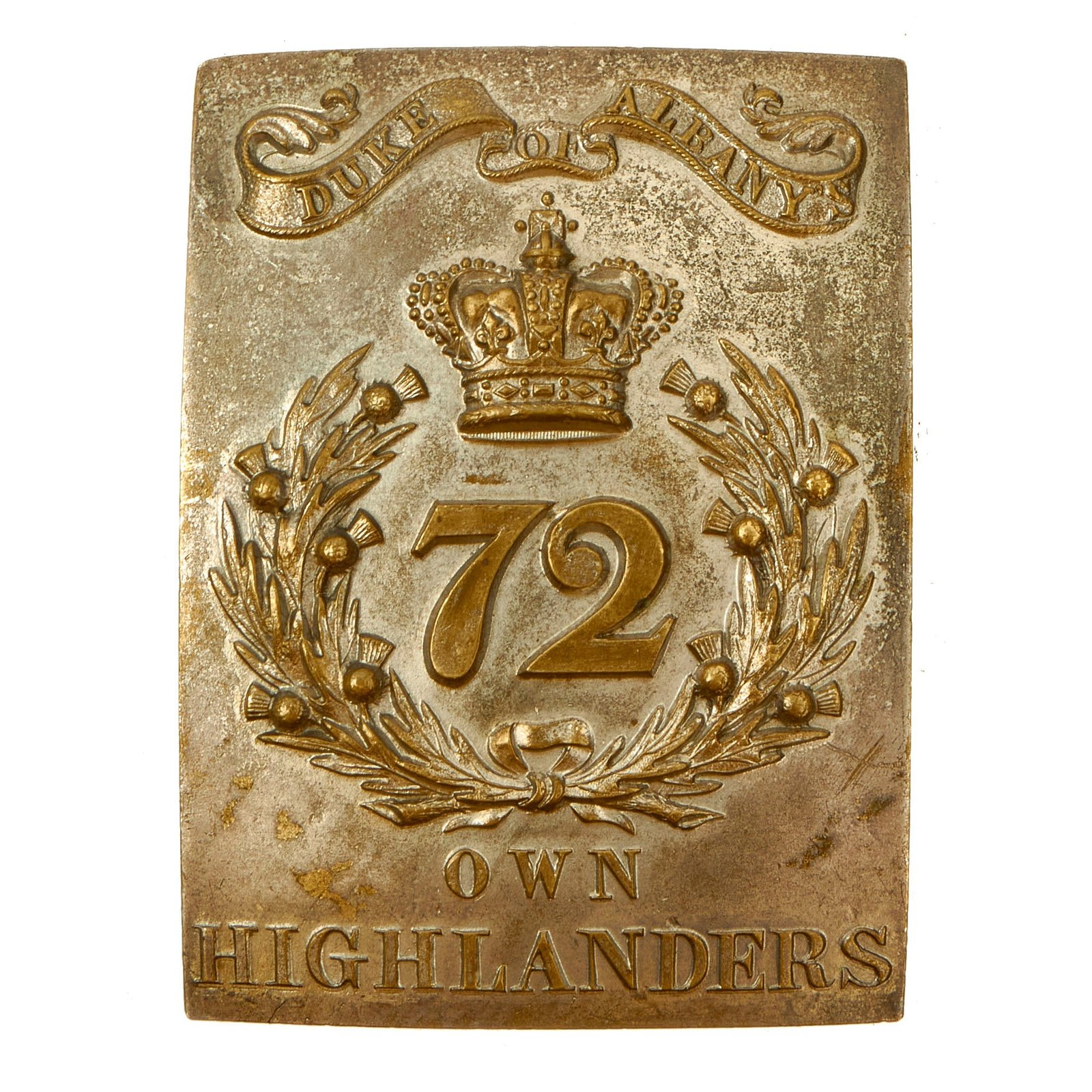 Buy Original Scottish Crimean War Era Silver Plated Brass Cross Belt Buckle from The 72nd Regt. of Foot - The Duke of Albany’s Own Highlanders | Original Firearms Antique For Sale