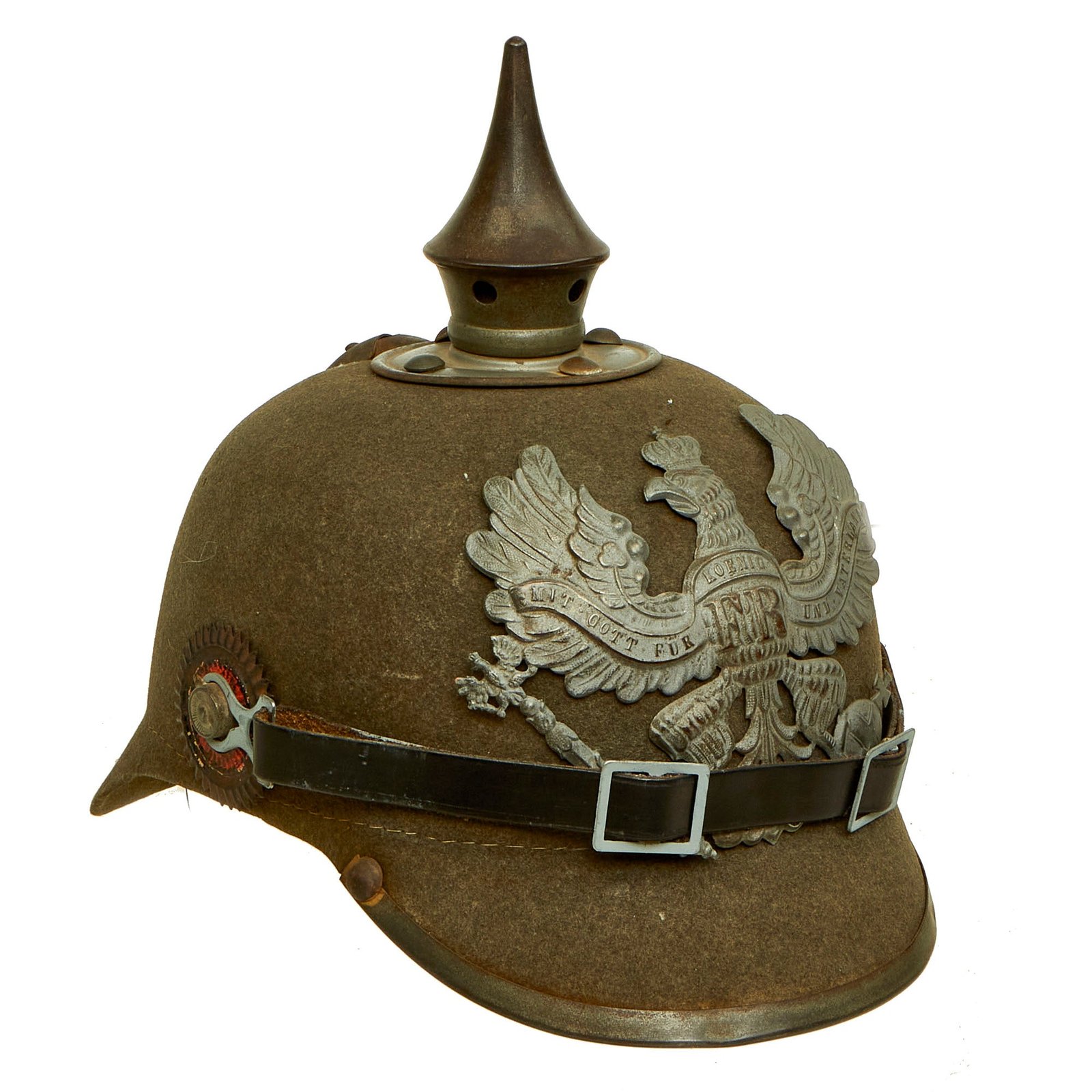 Buy Original Imperial German WWI Prussian M1915 Infantry Ersatz Felt Pickelhaube Spiked Helmet - Filzhelm | Original Firearms Antique For Sale