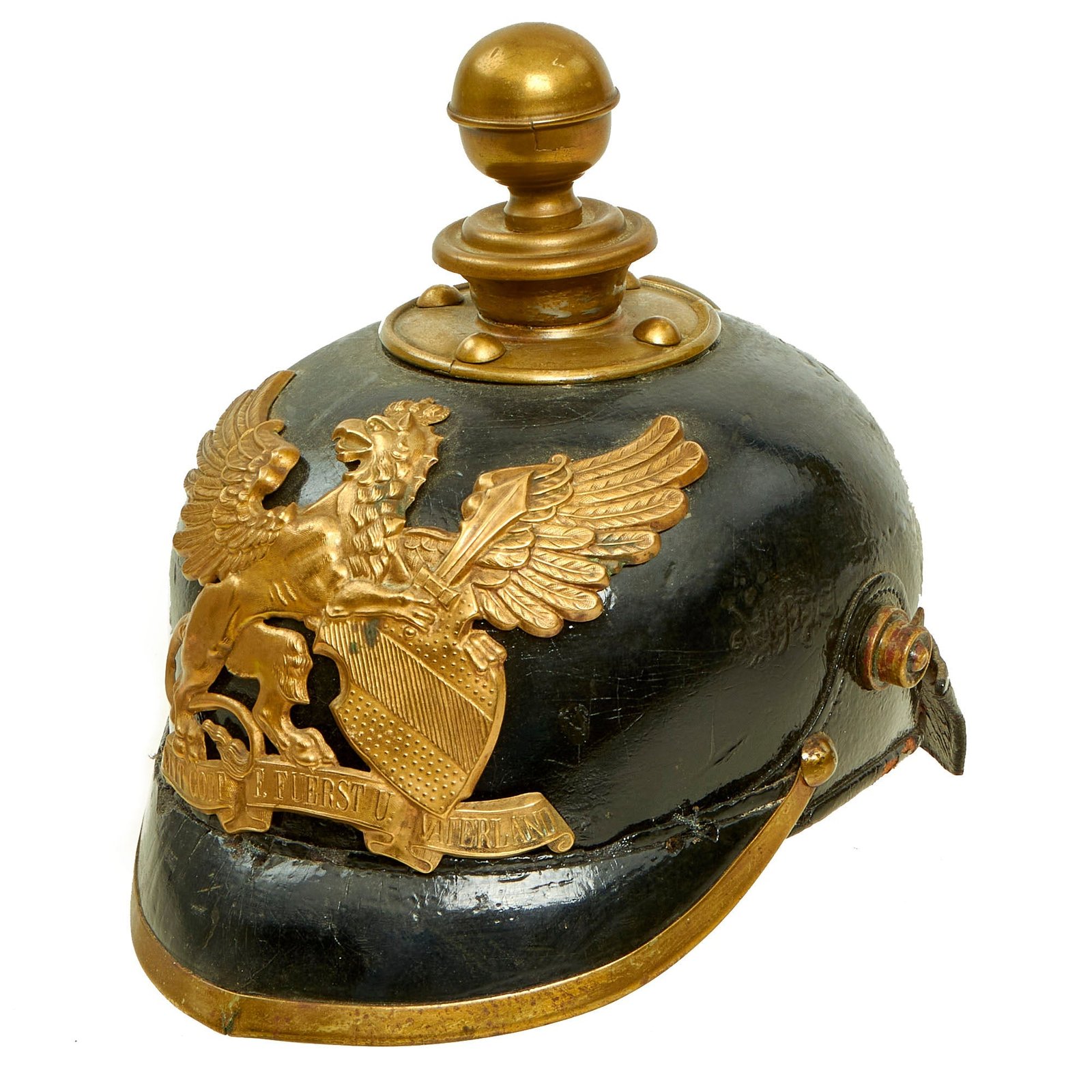 Buy Original German WWI Grand Duchy of Baden M1895 Artillery Pickelhaube Helmet - Kugelhelm | Original Firearms Antique For Sale
