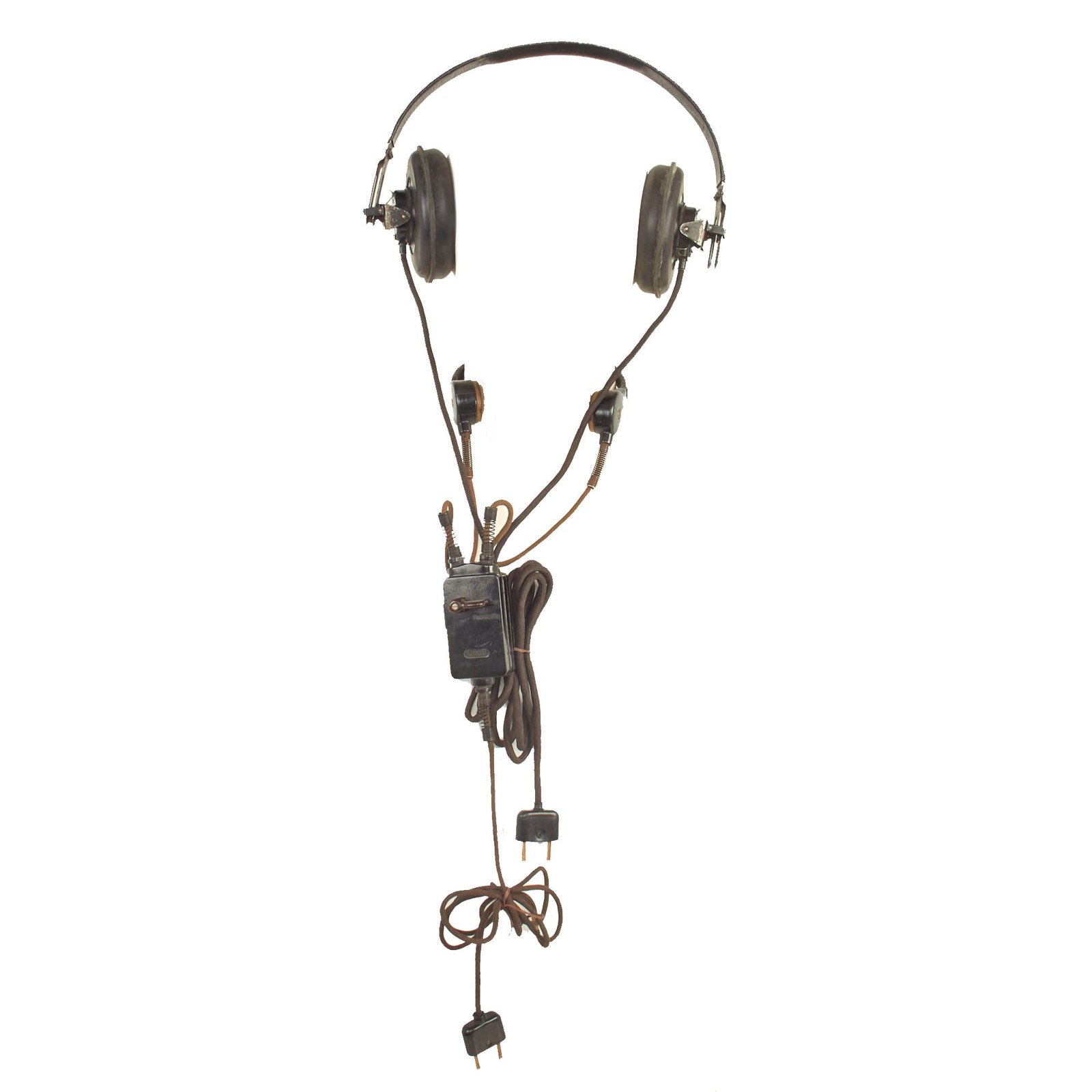 Buy Original German WWII Panzer Armored Vehicle Model B Headset with Throat Mic | Original Firearms Antique For Sale