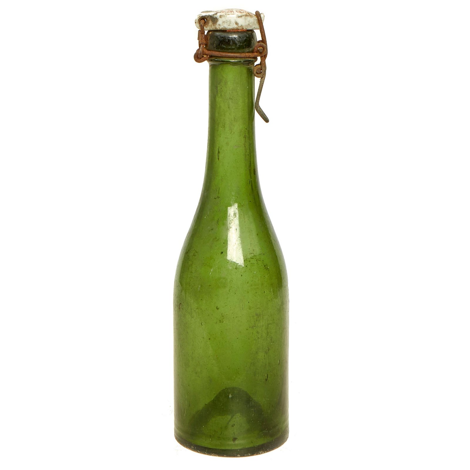Buy Original German WWII Maker Marked Green Glass Wine or Beer Bottle | Original Firearms Antique For Sale