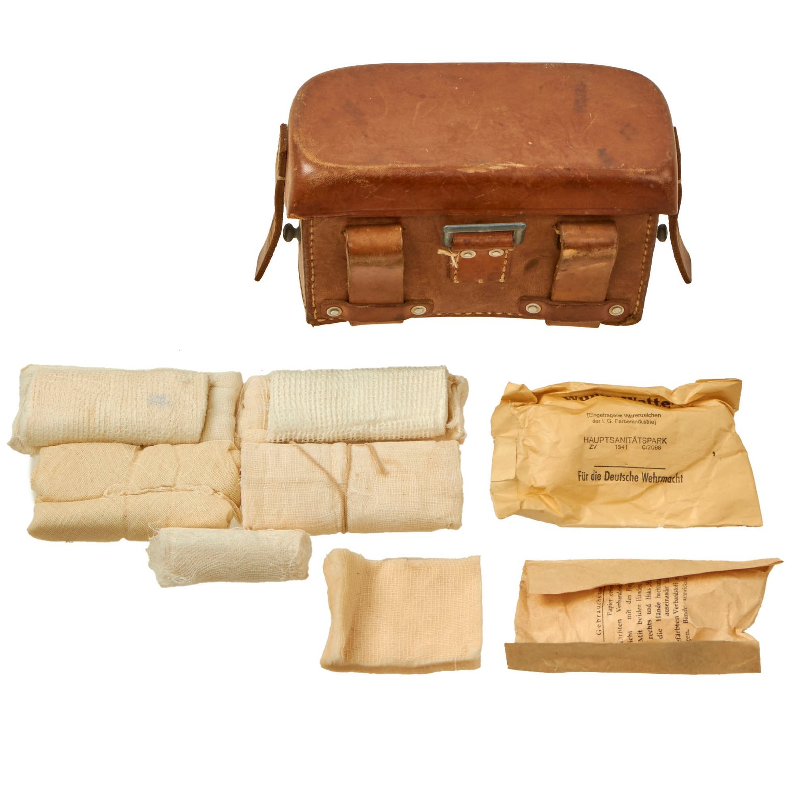 Buy Original German WWII DRK Medical Pouch by Paul Klopfer with Retained Bandages - Dated 1941 | Original Firearms Antique For Sale