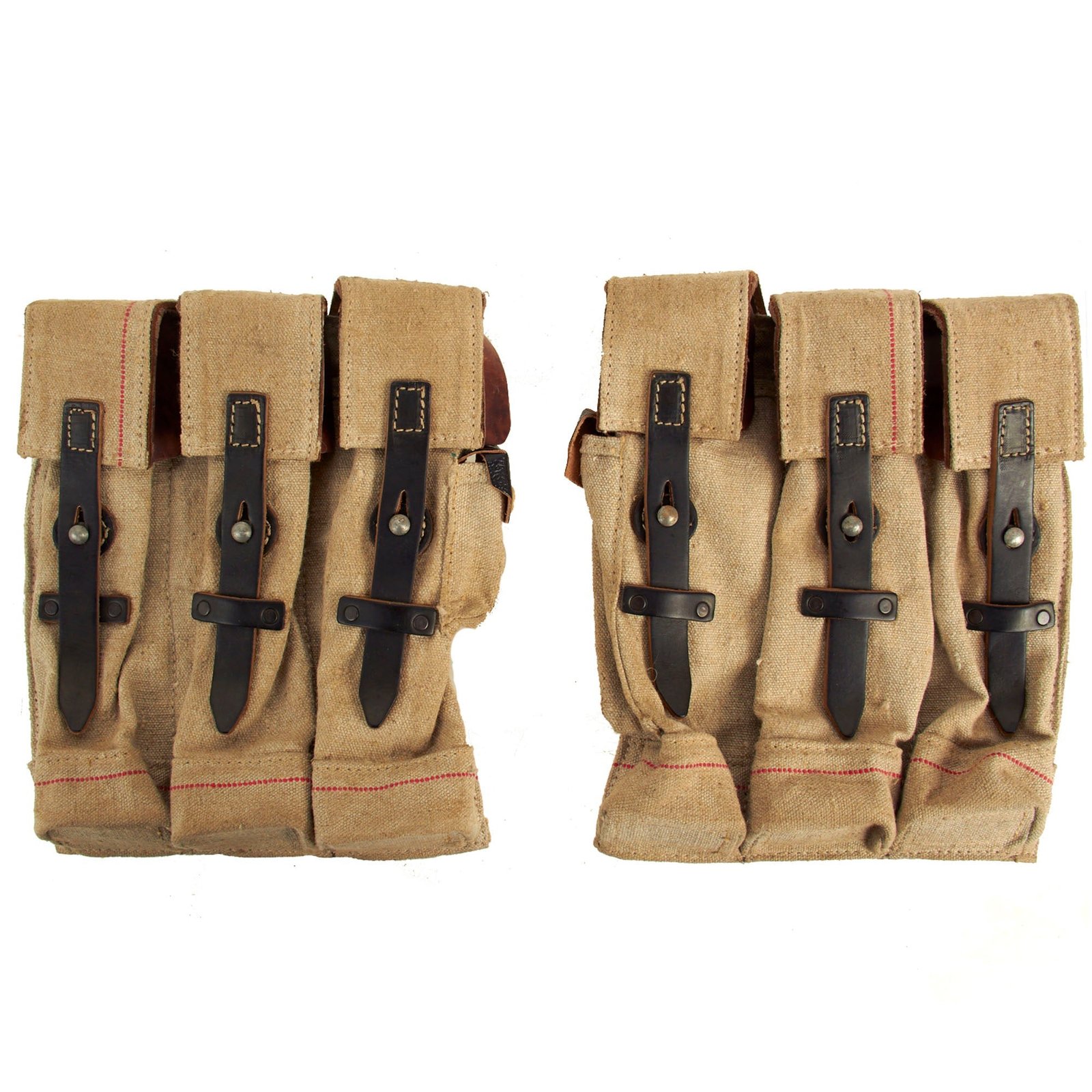 Buy German WWII MP 44 Magazine Jute and Leather Pouch Set Constructed From Original Period Jute Postal Bags | Original Firearms Antique For Sale