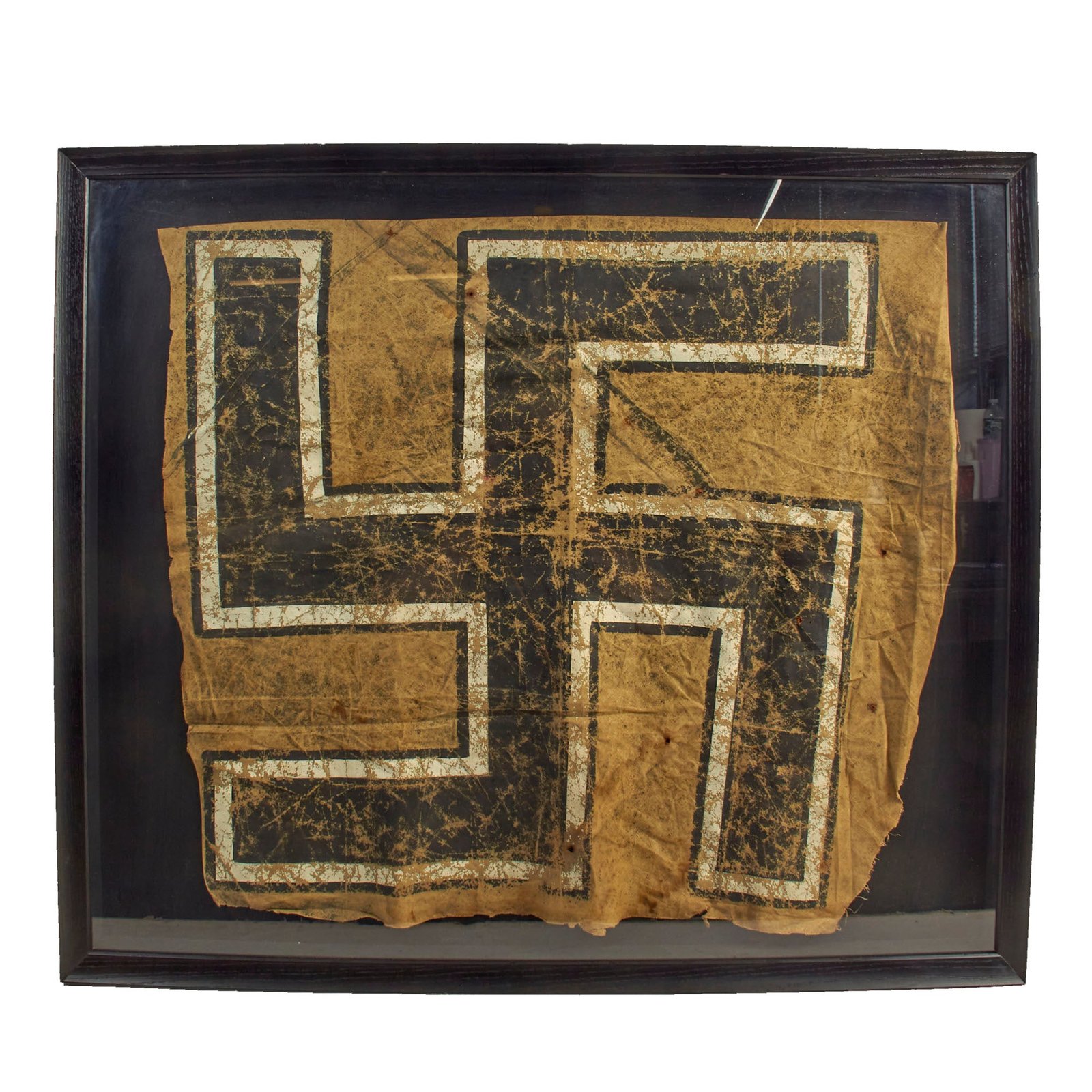 Buy Original German WWII Fieseler Fi 156 Storch Aircraft Framed Painted Canvas Rudder Section - 28 ½" x 33 ½ Frame | Original Firearms Antique For Sale