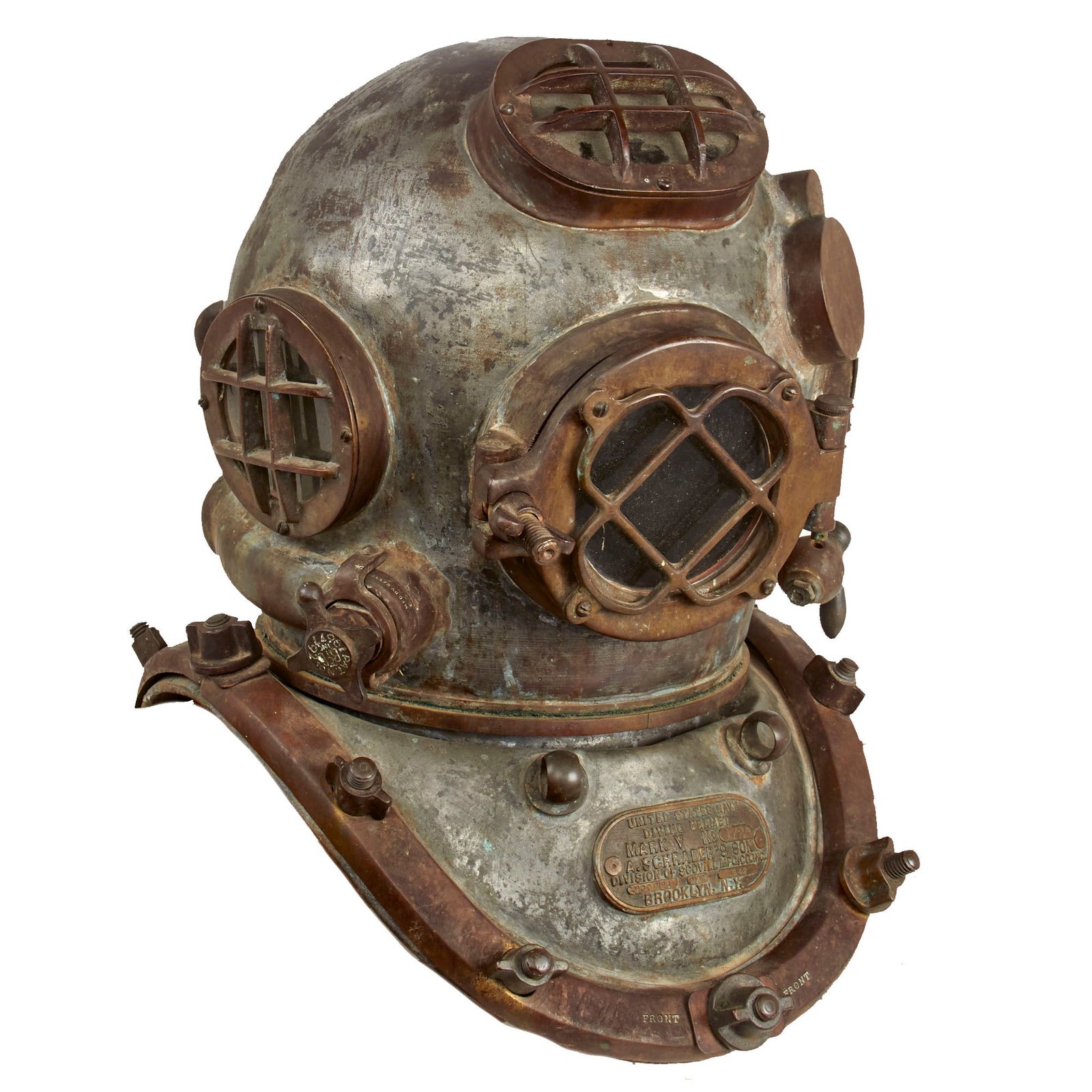 Buy Original WWII U.S. Navy Mark V Diving Helmet by A. Schrader's Son Inc Division of Scovill of Brooklyn NY - Dated May 1942 - As Seen on History Channel Pawn Stars | Original Firearms Antique For Sale