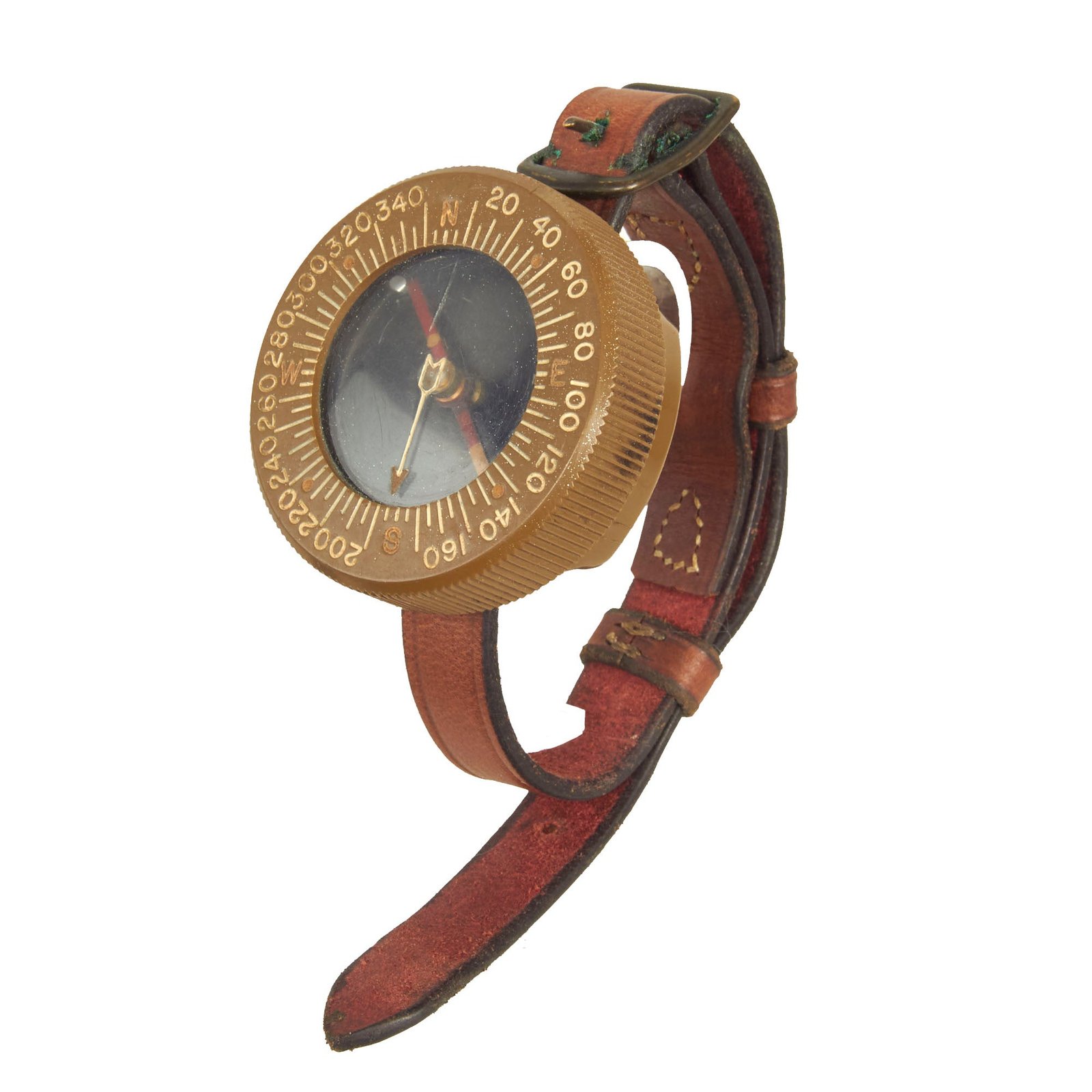 Buy Original U.S. WWII US Army Corps of Engineers Wrist Compass by Superior Magneto Corporation with Leather Wristband - Dated October 1944 | Original Firearms Antique For Sale