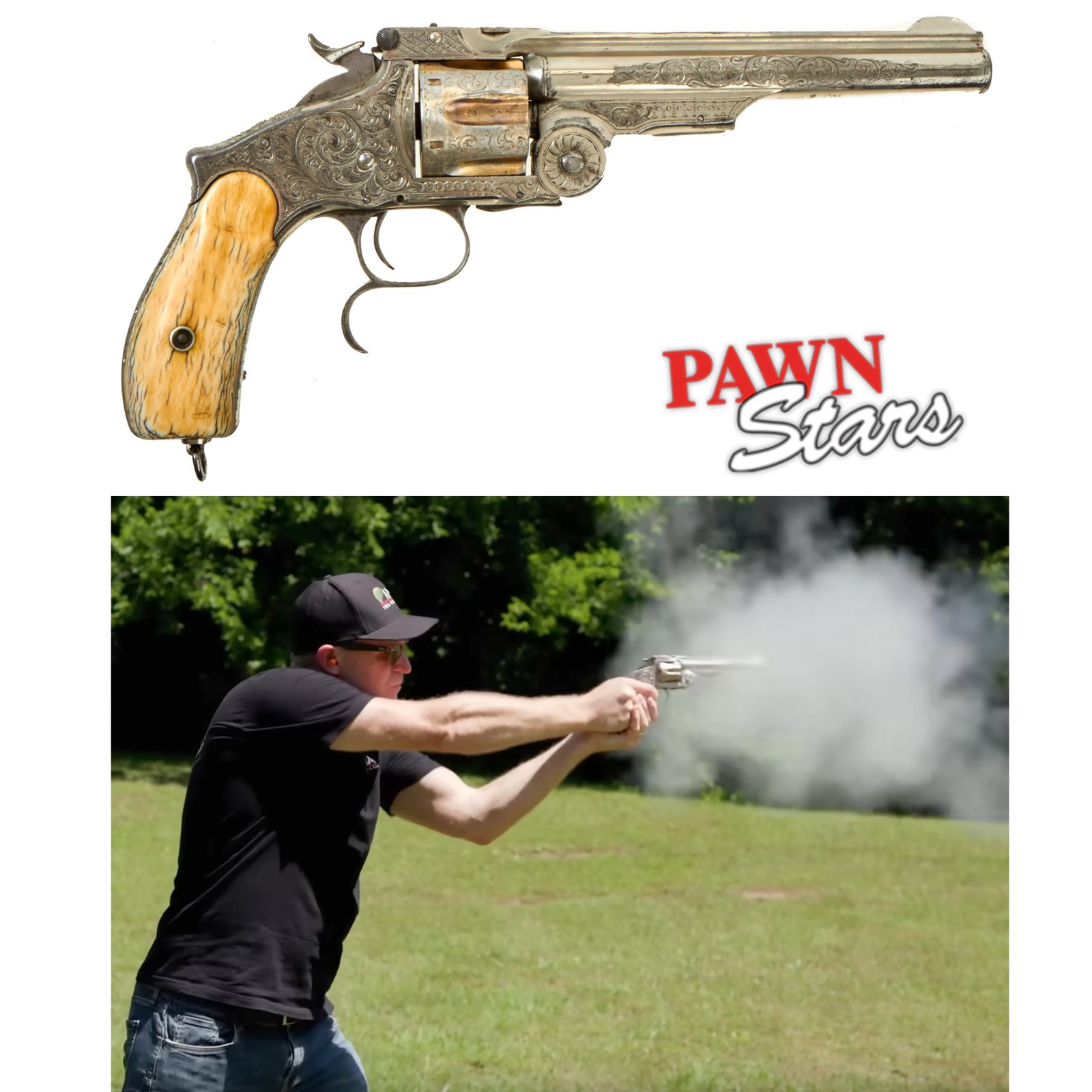 Buy Original U.S. 1874 Engraved Nickel and Gold Plated Smith & Wesson Third Model .44 Russian Revolver with Ivory Grips - As Seen on History Channel Pawn Stars | Original Firearms Antique For Sale