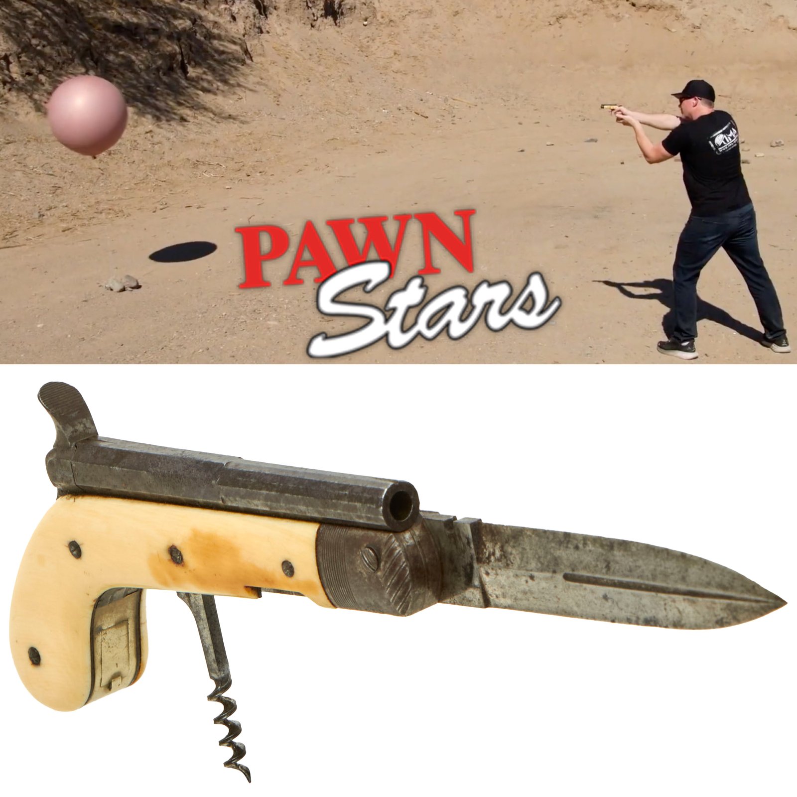 Buy Original French 19th Century .22cal Rimfire Flip-out Knife Pistol with Corkscrew Trigger & Ivory Grips - Circa 1875 - As Seen on History Channel Pawn Stars | Original Firearms Antique For Sale