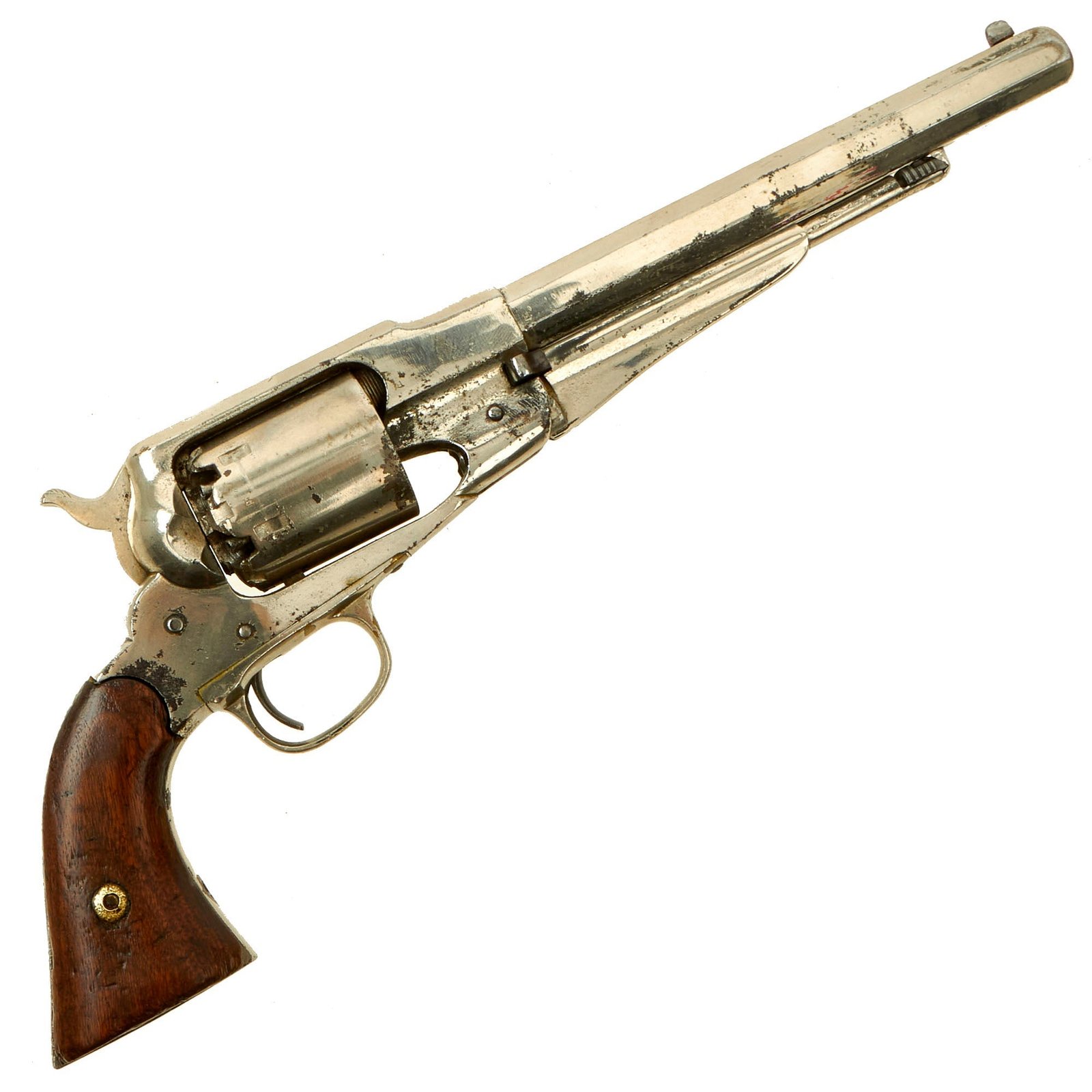 Buy Original U.S. Civil War Era Nickel Plated Remington New Model 1863 Army .44cal Percussion Revolver - Serial 123810 | Original Firearms Antique For Sale