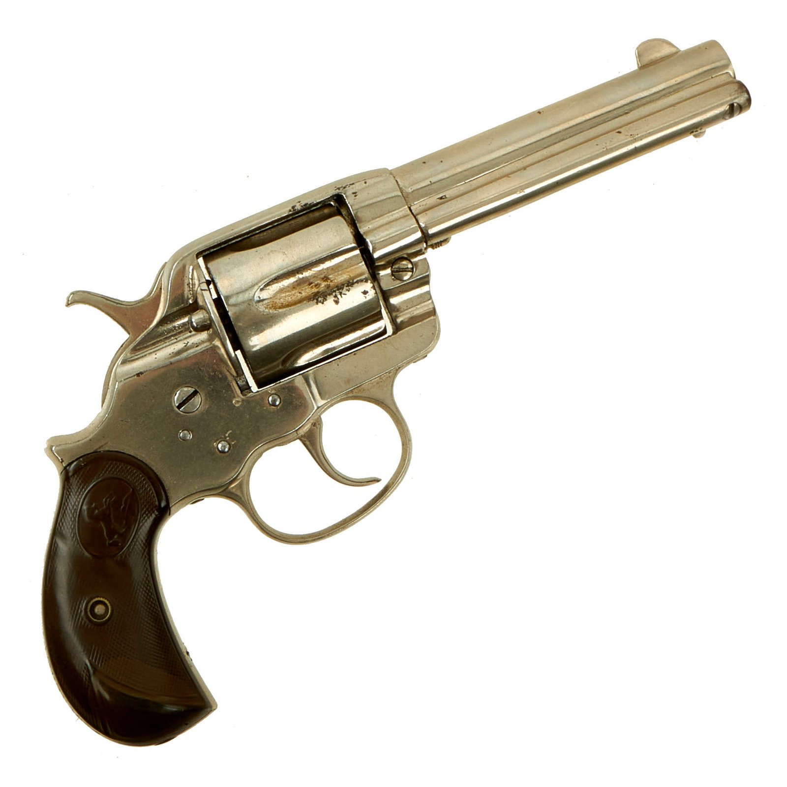 Buy Original U.S. Colt Nickel Plated M1878 Frontier Six Shooter .44-40 4 3/4" Barrel D.A. Revolver made in 1897 - Serial 37512 | Original Firearms Antique For Sale