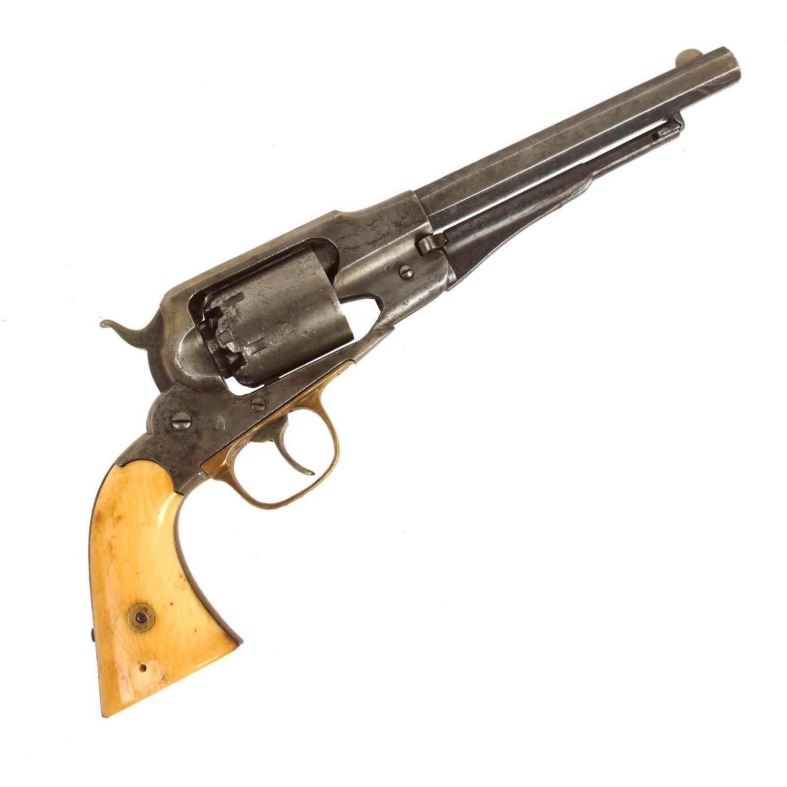 Buy Original Rare U.S. Remington-Rider Double Action New Model Belt Percussion Revolver with Ivory Grips - Serial 2006 | Original Firearms Antique For Sale