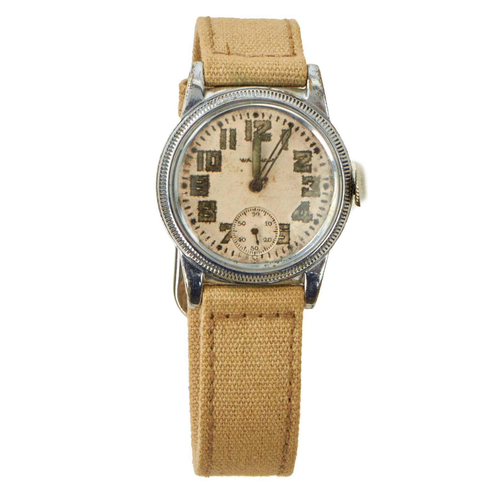 Buy Original U.S. WWII Fully Functional Laundry Number Marked (Identified) 1941 US Army Ordnance Department 17-Jewel Wrist Watch by Waltham - Pvt Marino J. Menichelli, Battle of the Bulge Prisoner of War, Stalag IV-B | Original Firearms Antique For Sale