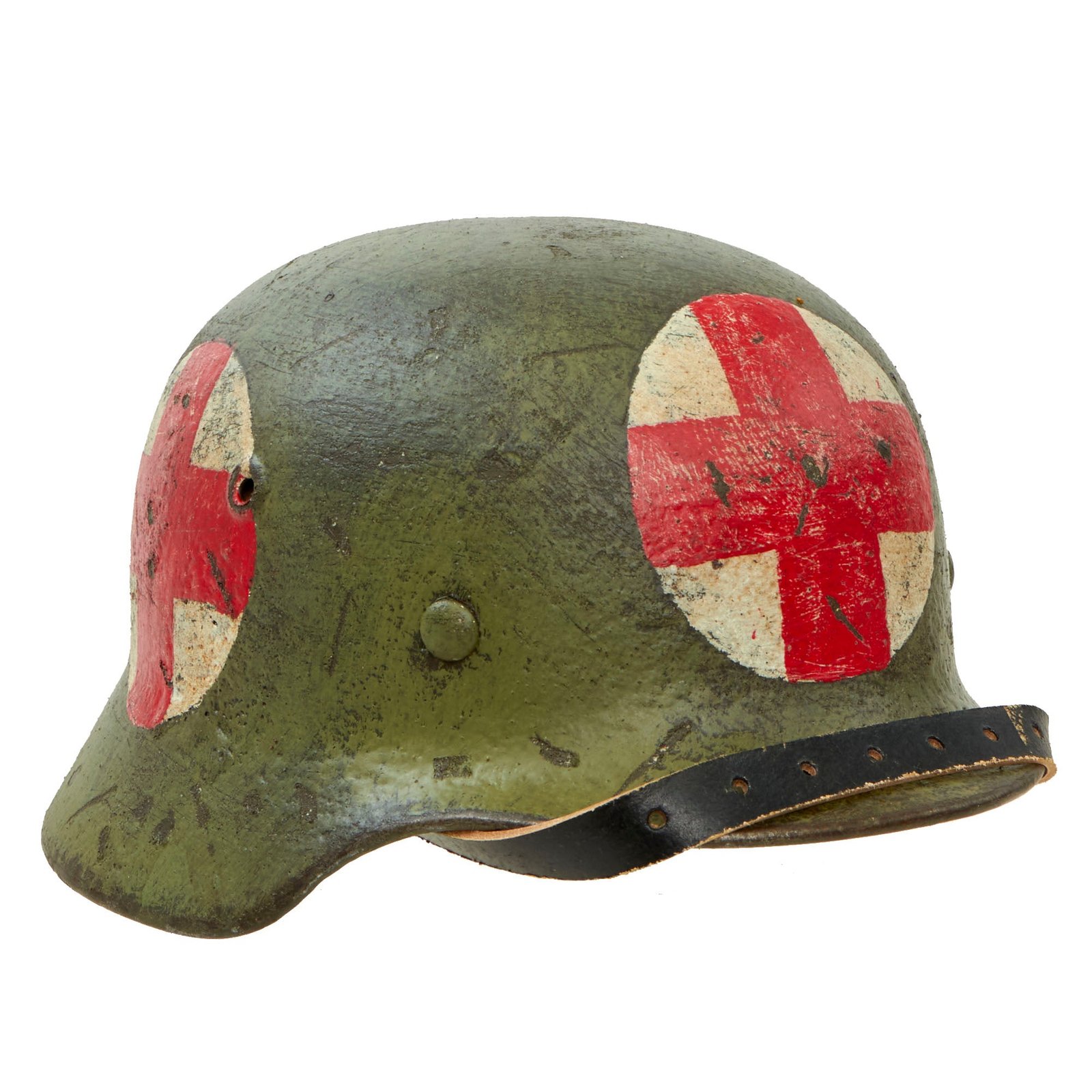 Buy Original German WWII M40 Refurbished SS Normandy Medic Sanität Helmet - Size 64 Shell | Original Firearms Antique For Sale