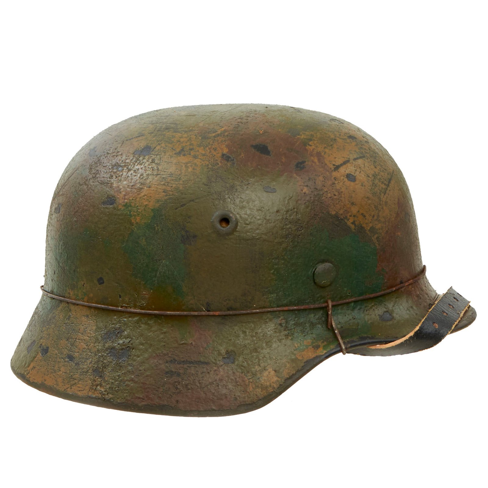 Buy Original German WWII M40 Refurbished 1944 Pattern Normandy Camouflage SS Helmet - Stamped EF66 | Original Firearms Antique For Sale