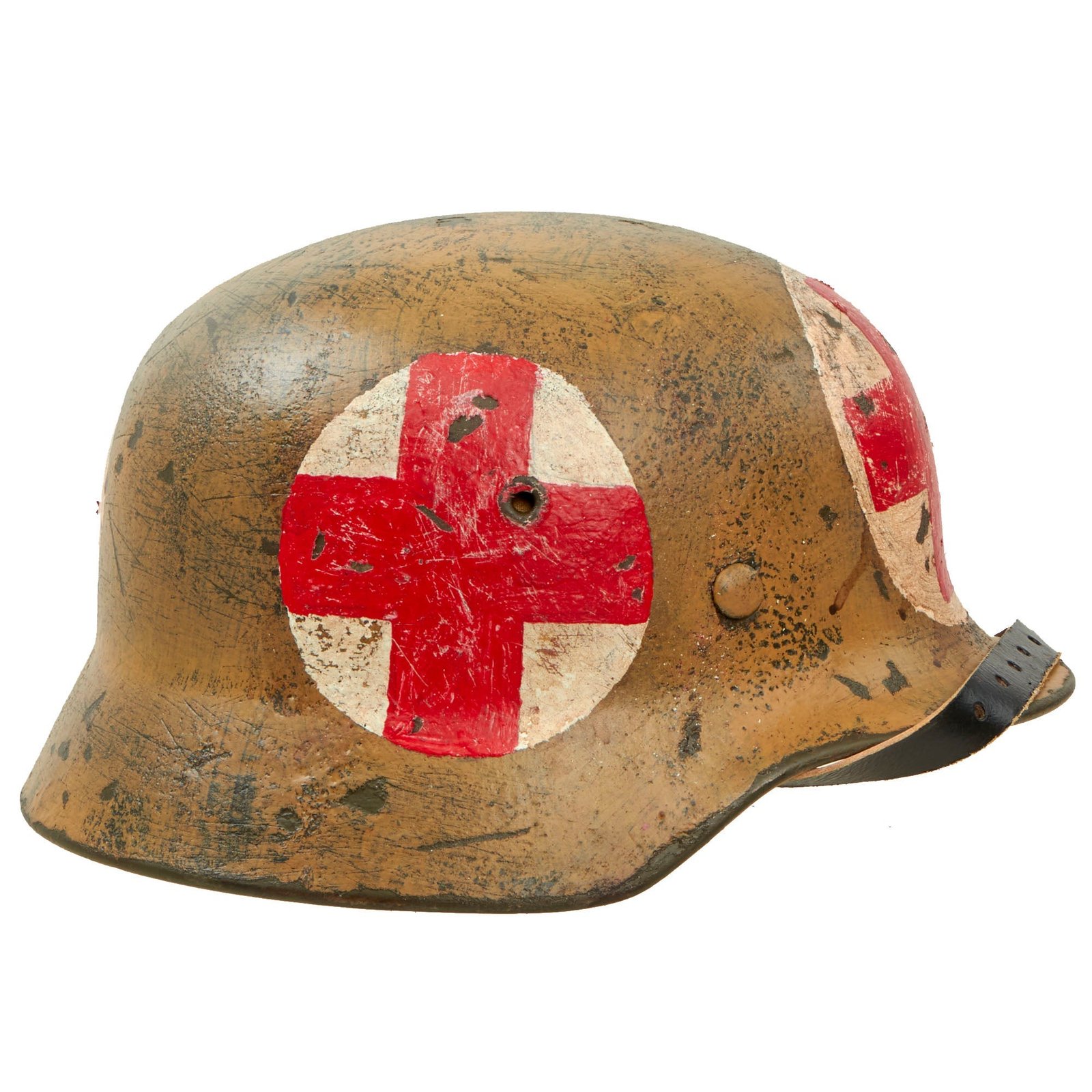 Buy Original German WWII Refurbished M40 21st PZ Dv Deutsches Afrikakorp DAK Sanitätsunteroffizier (Medical NCO) Helmet - Stamped Q66 | Original Firearms Antique For Sale