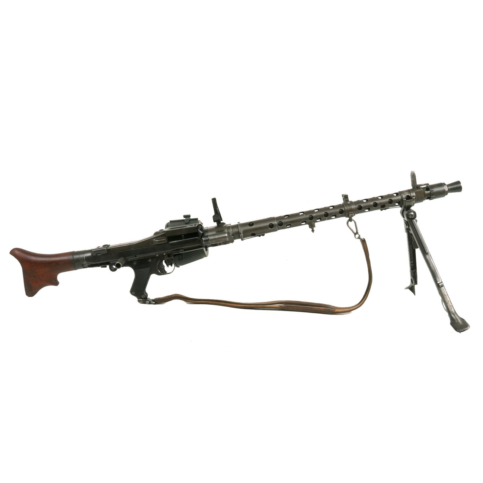 Buy Original German WWII MG 34 Display Machine Gun by Waffenwerke Brünn with Belt Carrier & Original Leather Carry Sling - dated 1945 | Original Firearms Antique For Sale