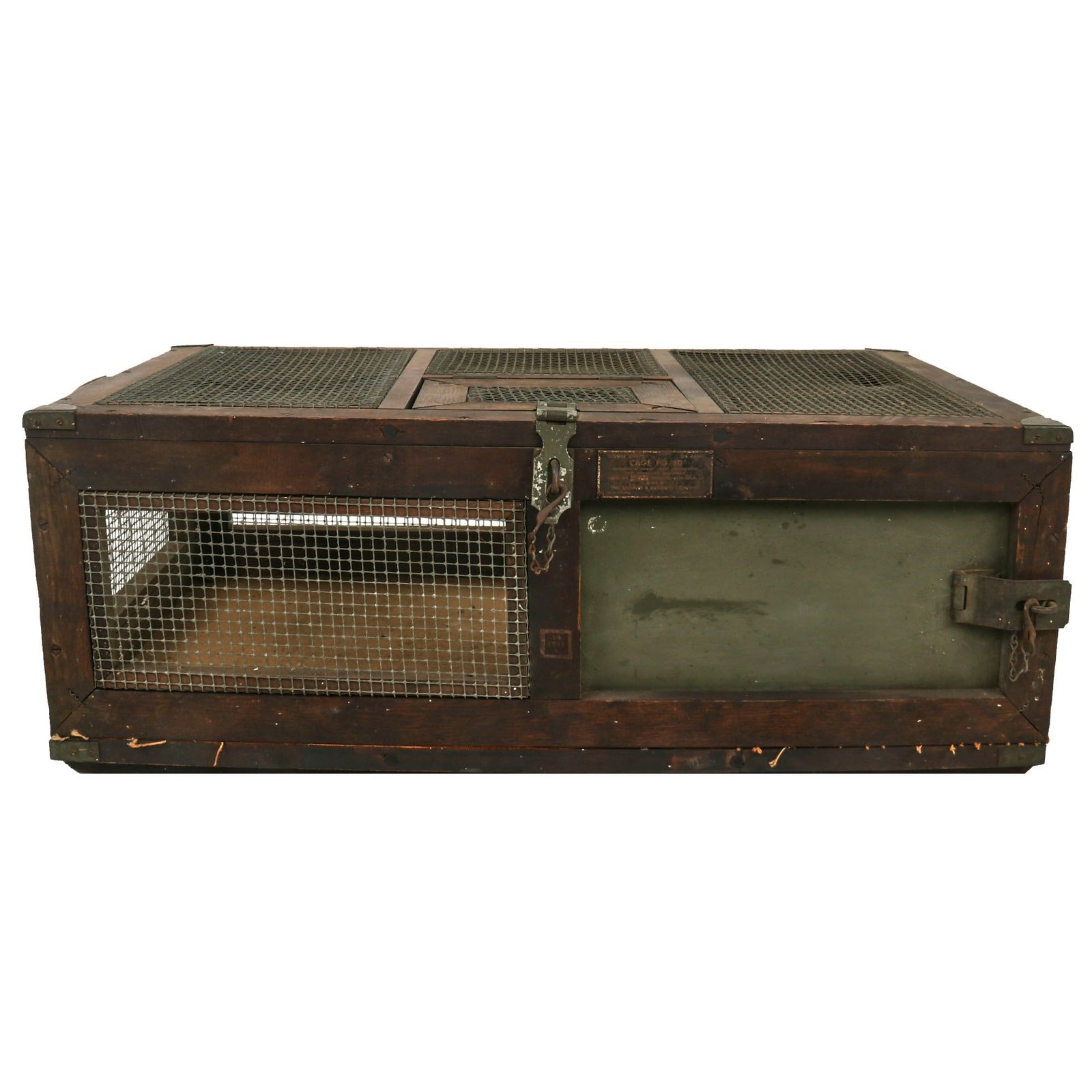 Buy Original U.S. WWII Army Signal Corps Messenger Pigeon PG-50 Large 10 Bird Wooden Carrier Box | Original Firearms Antique For Sale