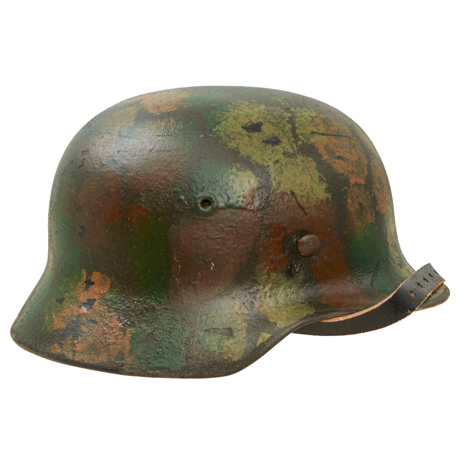 Buy Original German WWII M40 Refurbished Removed Chicken Wire Normandy Camouflage SS Helmet - Stamped EF64 | Original Firearms Antique For Sale