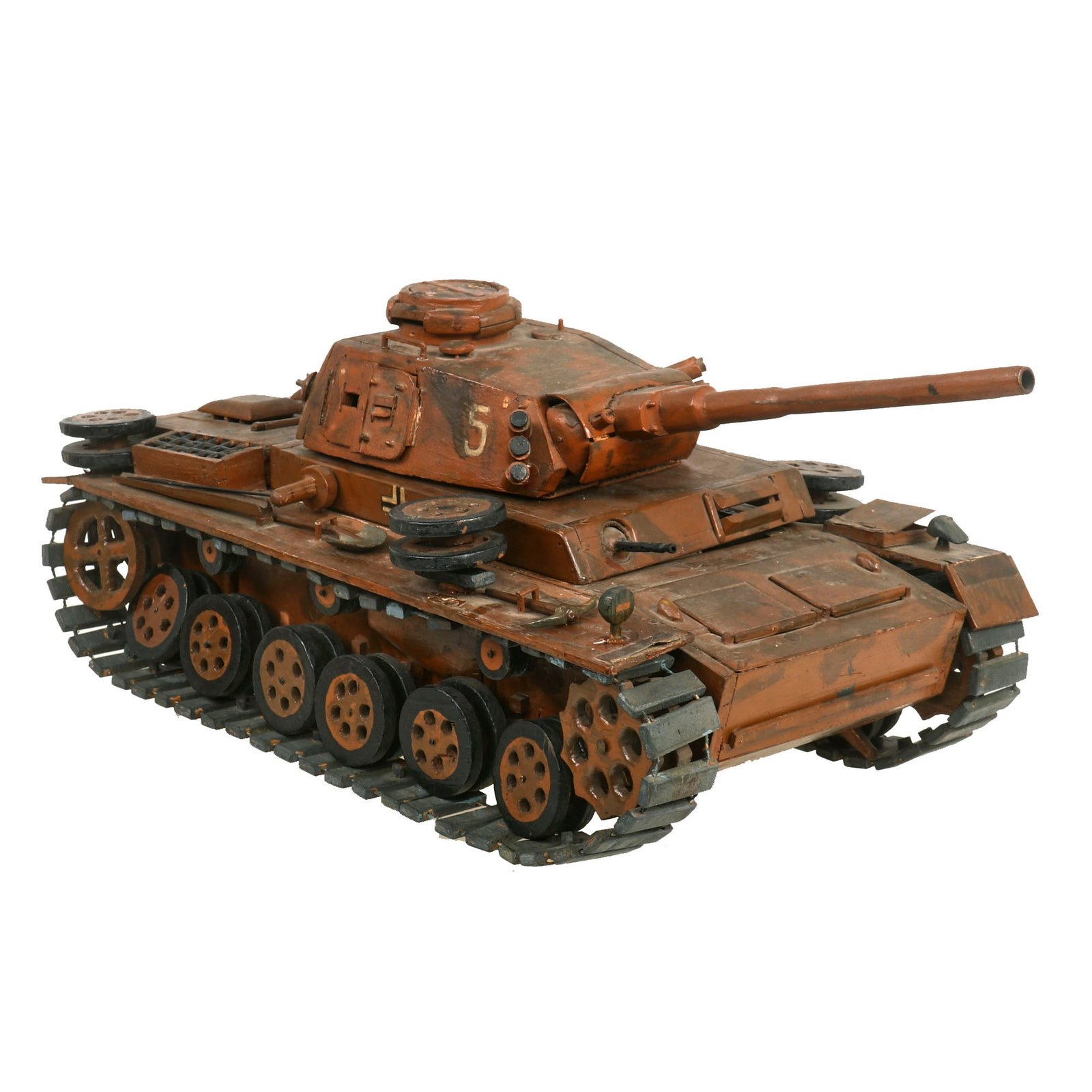 Buy Original German WWII Wyoming POW Made Pz.Kpfw IV "Panzer IV" Tank Intricate Wooden Model with Provenance - A.A.F. Tank Museum | Original Firearms Antique For Sale