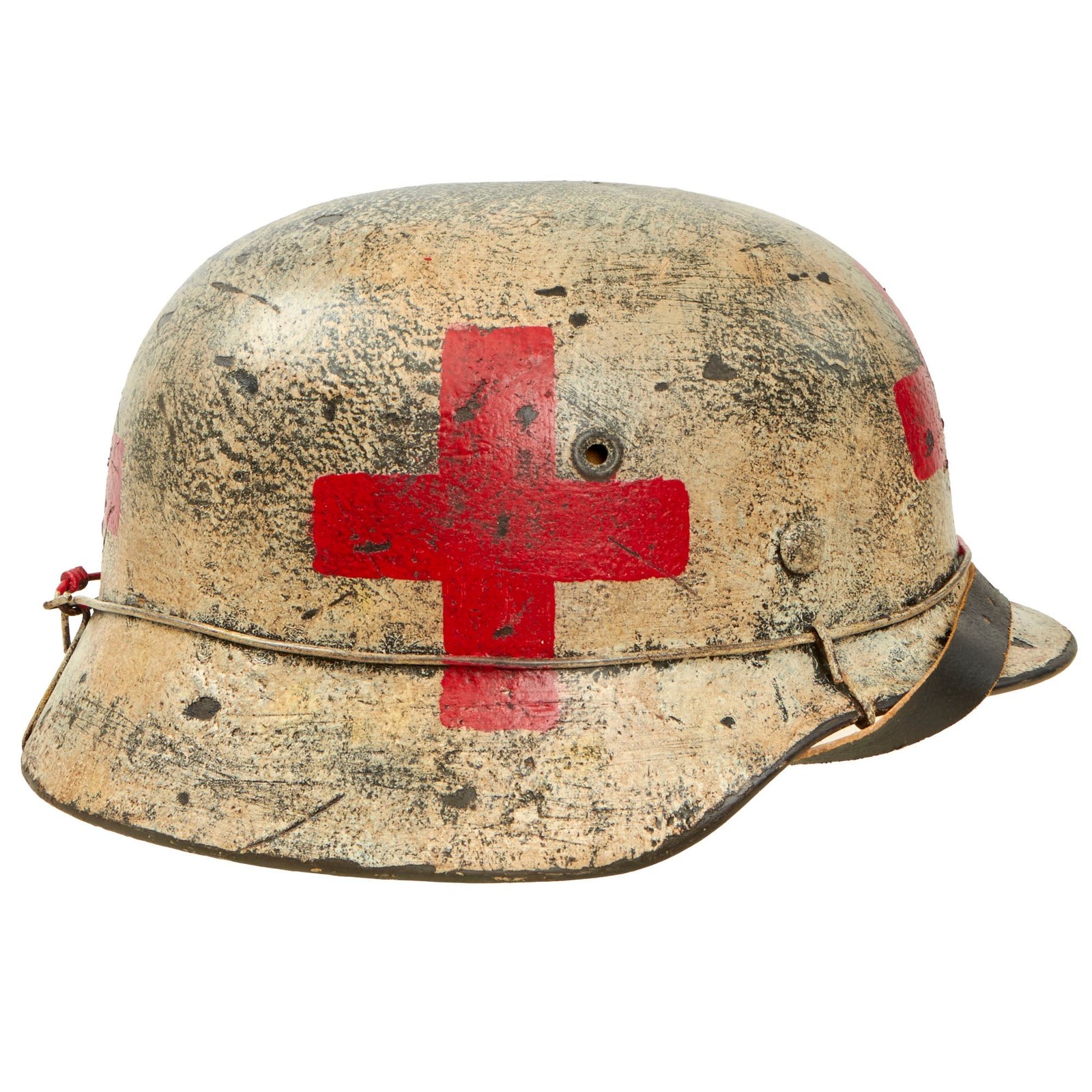 Buy Original German WWII M40 Refurbished SS Ardennes Winter Medic Sanität Helmet - Stamped EF66 | Original Firearms Antique For Sale