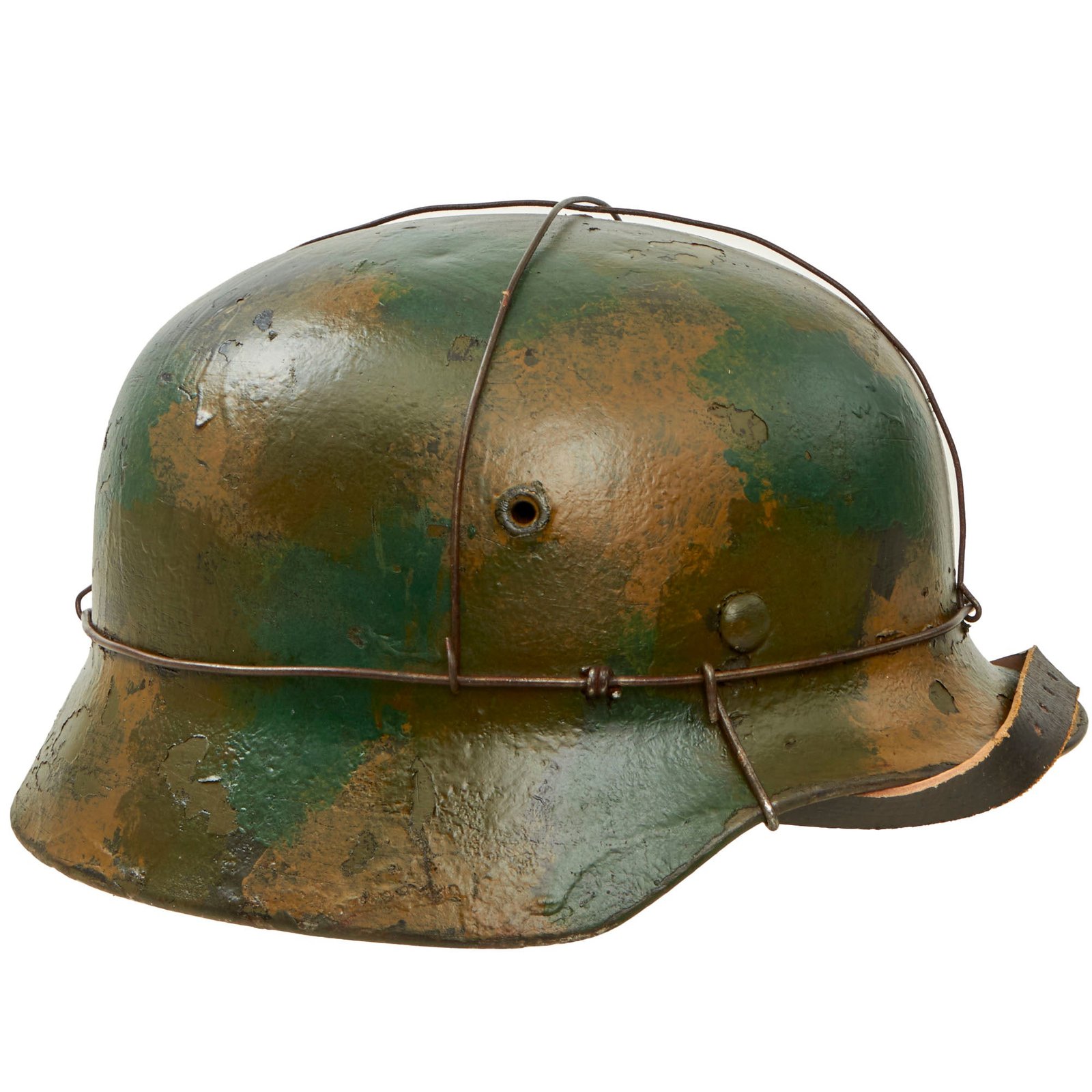 Buy Original German WWII M40 Refurbished Battle of Kursk SS Triple Wire Camouflage Helmet - Stamped Q66 | Original Firearms Antique For Sale