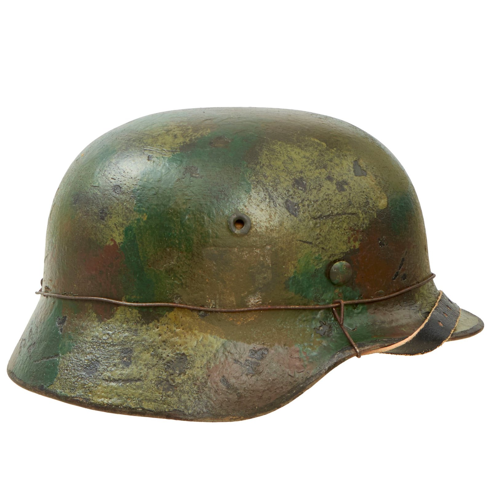 Buy Original German WWII M40 Refurbished 1944 Pattern Normandy Camouflage SS Helmet - Stamped EF66 | Original Firearms Antique For Sale