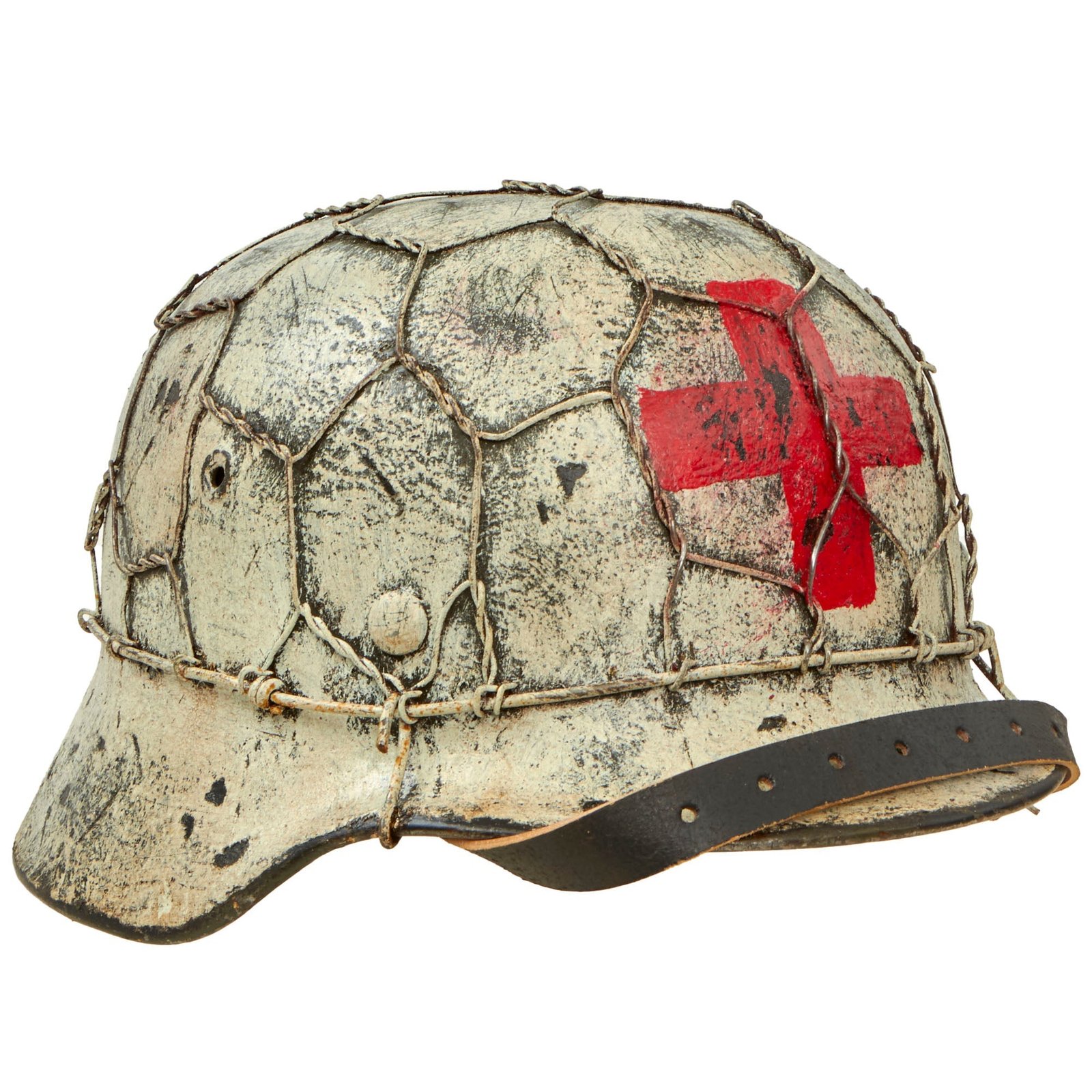 Buy Original German WWII M40 Refurbished SS "Kampfgruppe Peiper" Ardennes Winter Medic Sanität Helmet - Stamped EF66 | Original Firearms Antique For Sale