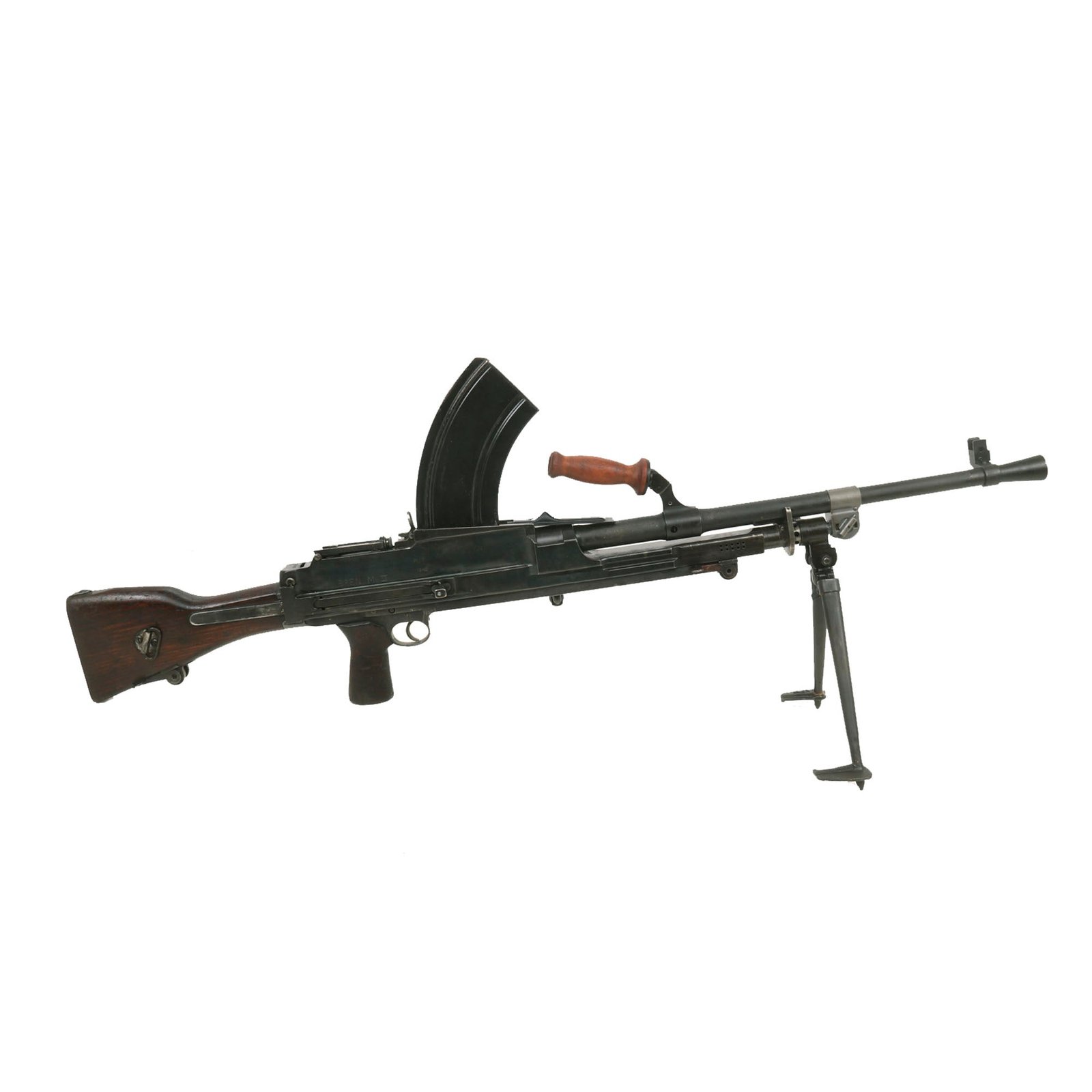 Buy Original British WWII 1943 Dated Bren MkII Display Light Machine Gun by Daimler Monotype Serial T8655 with Live Barrel & Magazine | Original Firearms Antique For Sale