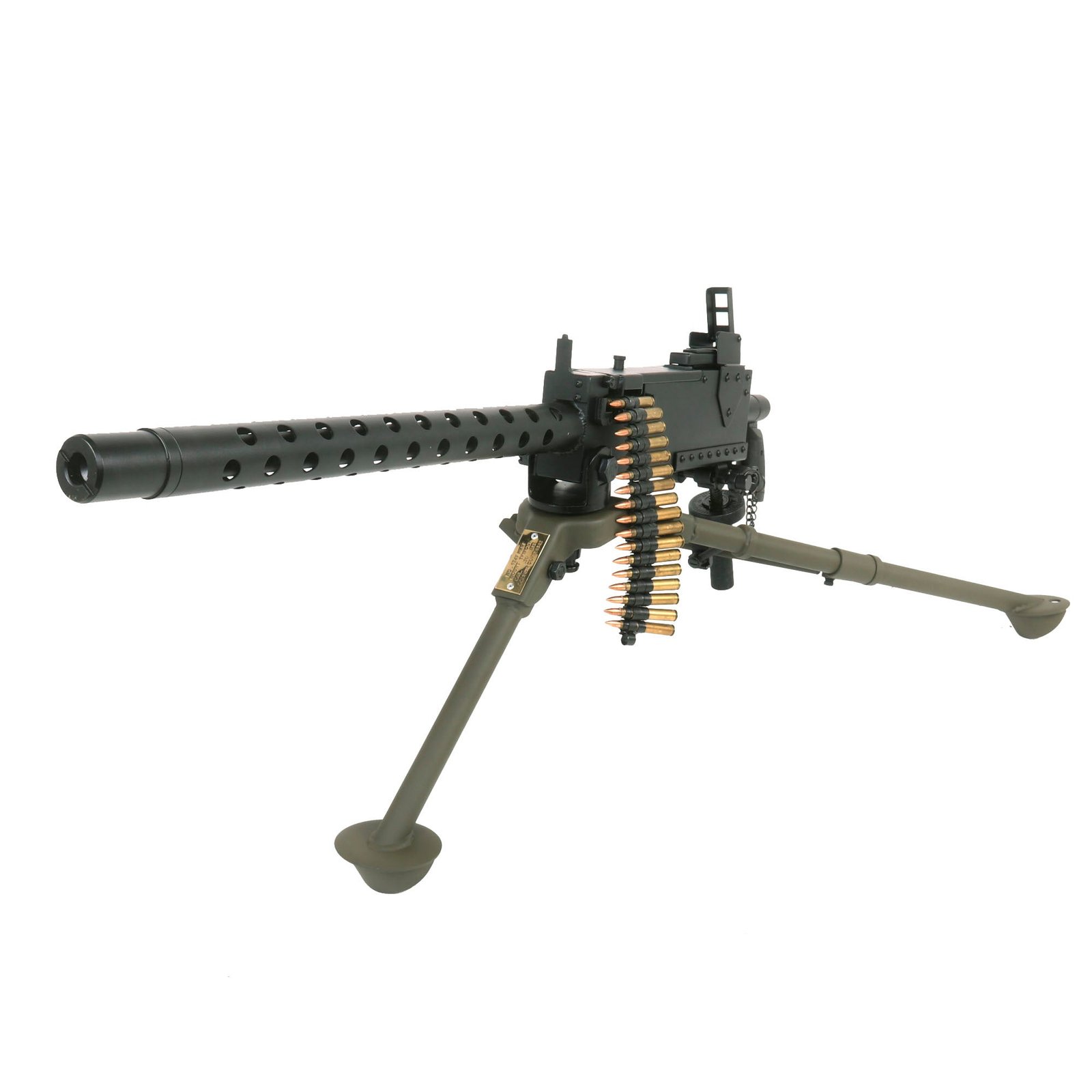 Buy U.S. WWII Browning .30 Caliber M1919A4 Steel Replica Non-Firing Display Machine Gun with Complete M2 Tripod & Ammo Belt | Original Firearms Antique For Sale