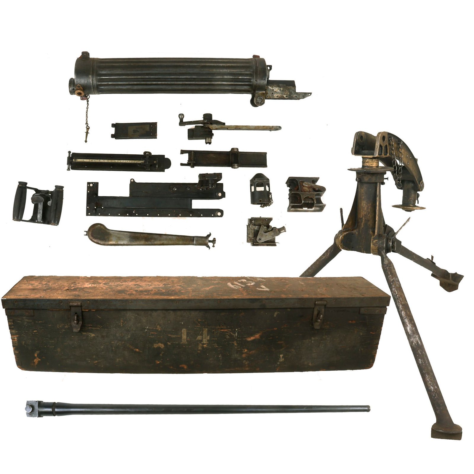 Buy Original Nepalese Contract Vickers Machine Gun Parts Set with Colt Tripod and Transit Chest - Serial Number 14 | Original Firearms Antique For Sale