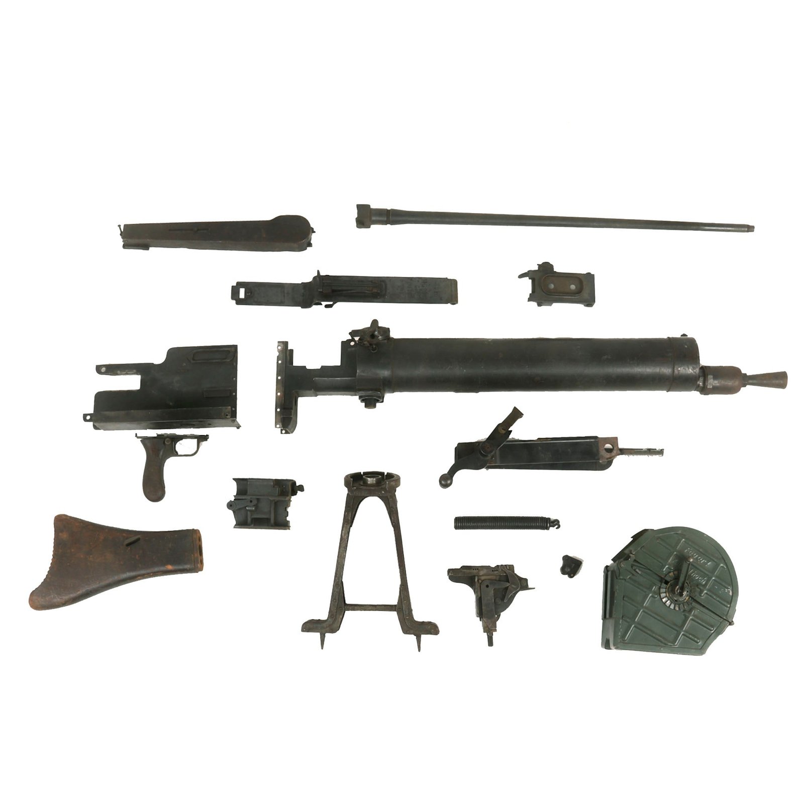 Buy Original German WWI Maxim MG 08/15 Machine Gun Parts Set by Erfurt Arsenal dated 1918 with Bipod & Replica Belt Drum - Matching Serial 8516 a | Original Firearms Antique For Sale