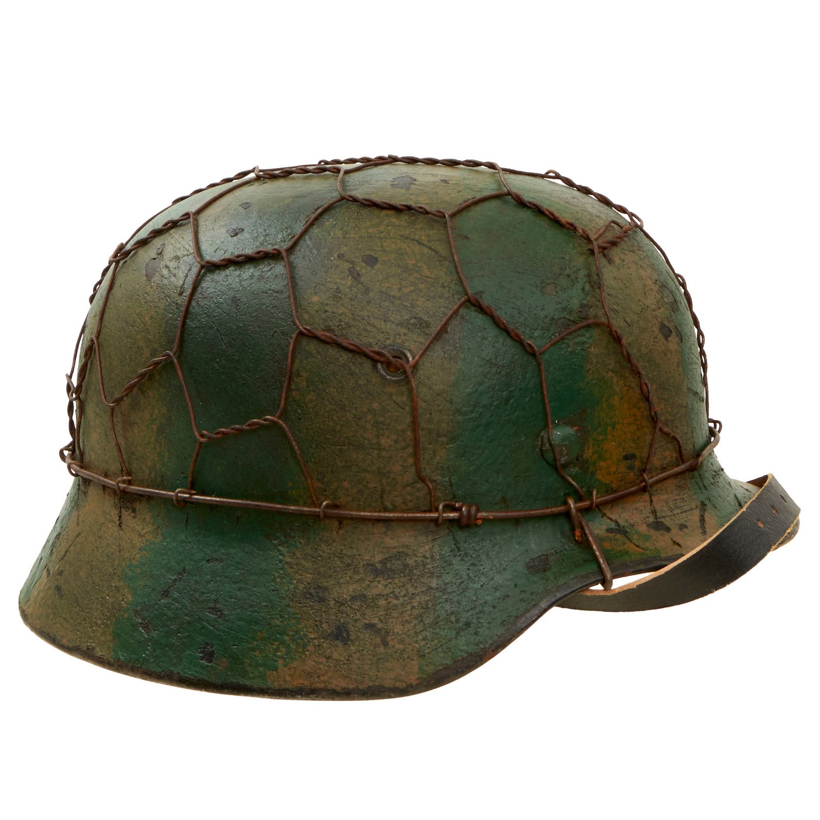 Buy Original German WWII M40 Refurbished Battle of Kursk SS "Watermelon" Camouflage Helmet - Stamped EF66 | Original Firearms Antique For Sale