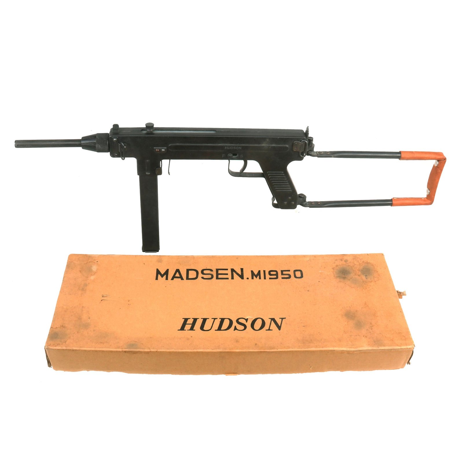 Buy Danish Madsen M-50 Sub Machine Gun Plug Fire Replica by Hudson Toy Company of Japan with Original Box | Original Firearms Antique For Sale
