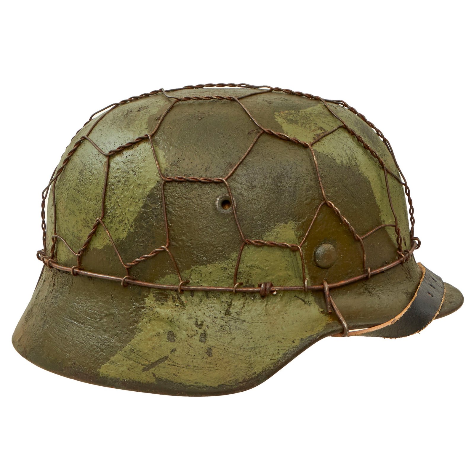 Buy Original German WWII M40 Refurbished 5th SS Panzer Division 1944 Camouflage Helmet - Stamped EF66 | Original Firearms Antique For Sale