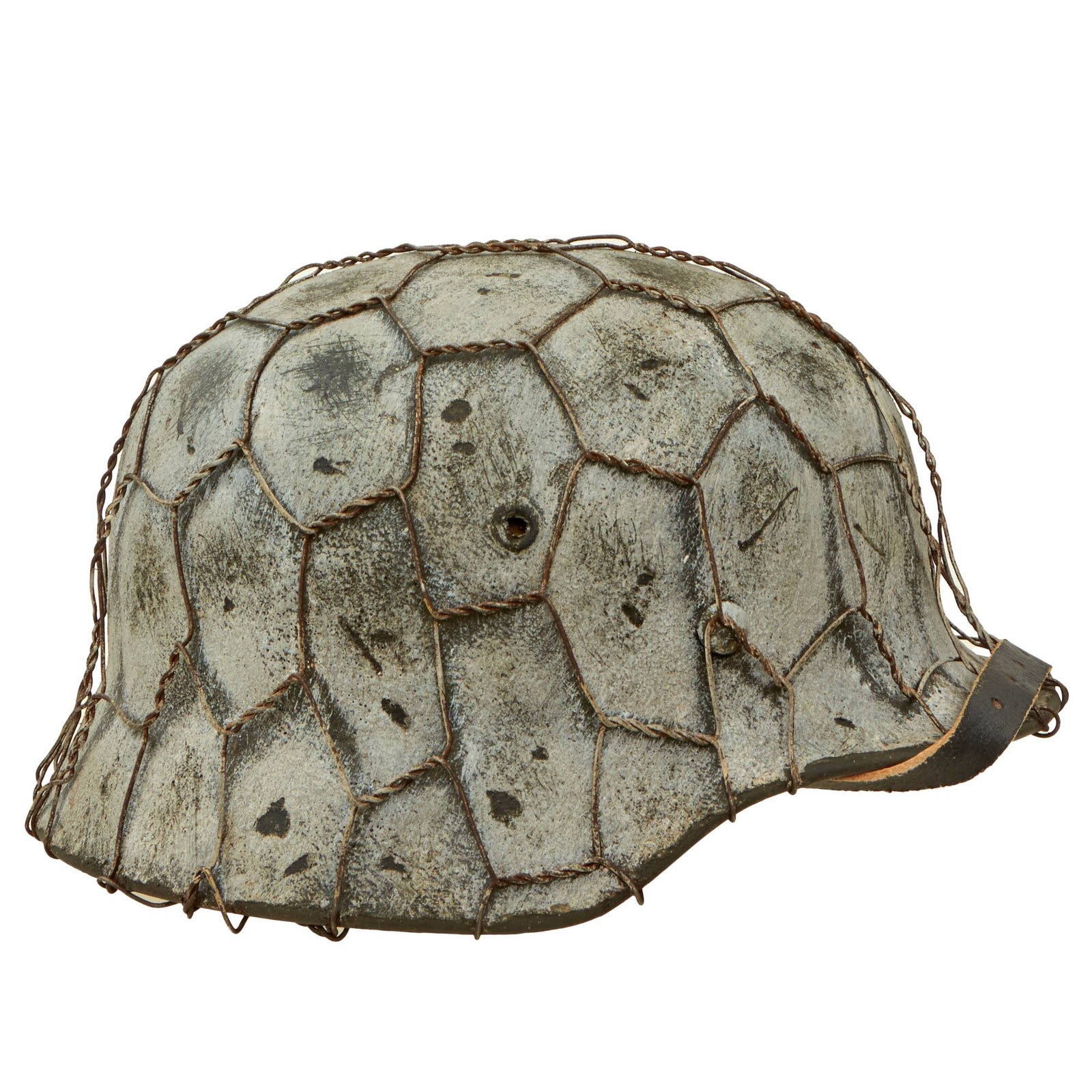 Buy Original German WWII M40 Refurbished Chicken Wire Winter Normandy Camouflage SS Helmet - Stamped EF66 | Original Firearms Antique For Sale
