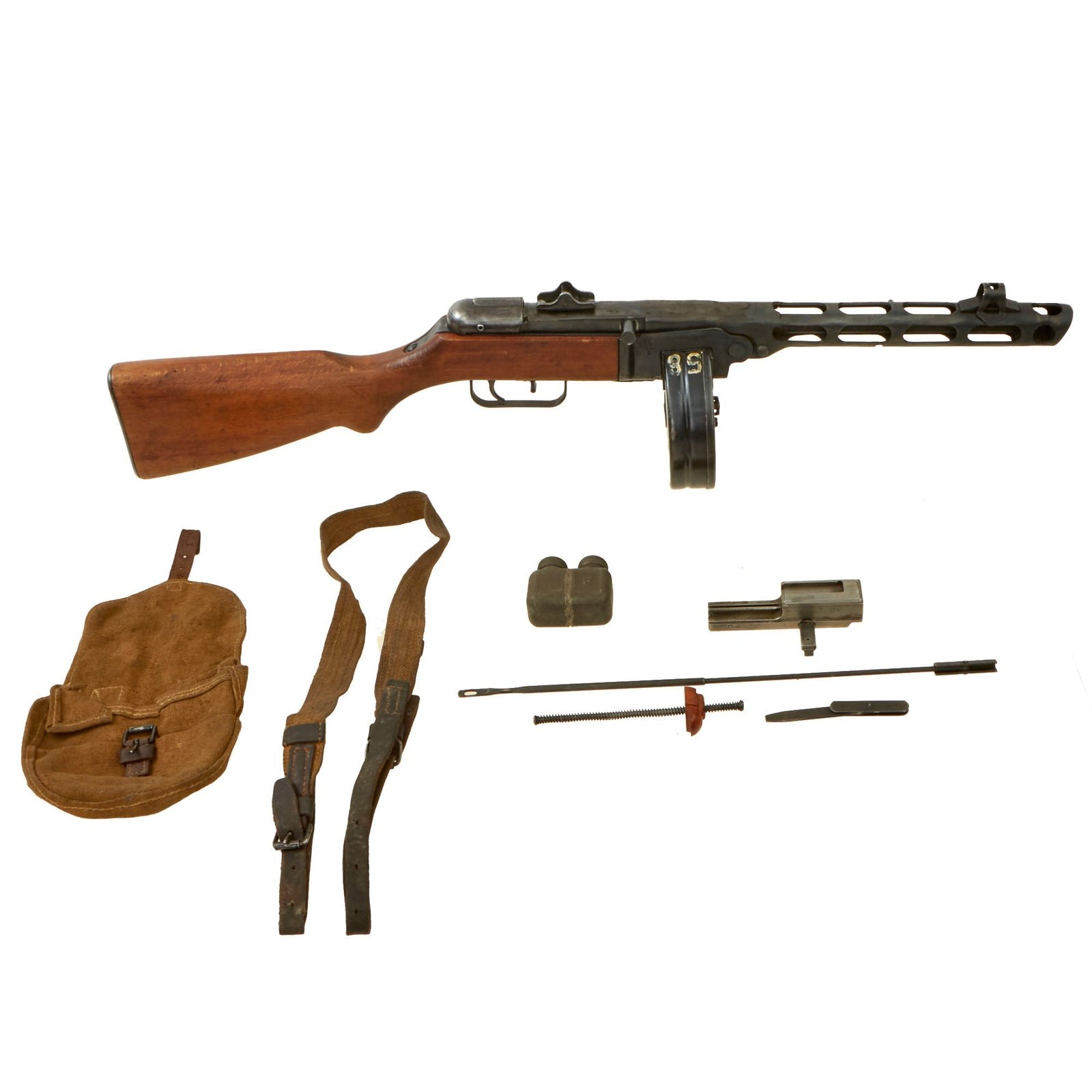 Buy Original Soviet Cold War 1950 Dated PPSh-41 Display Machine Pistol Serial BD 8772 with Live Barrel, Internals, Drum Magazine & Accessories | Original Firearms Antique For Sale