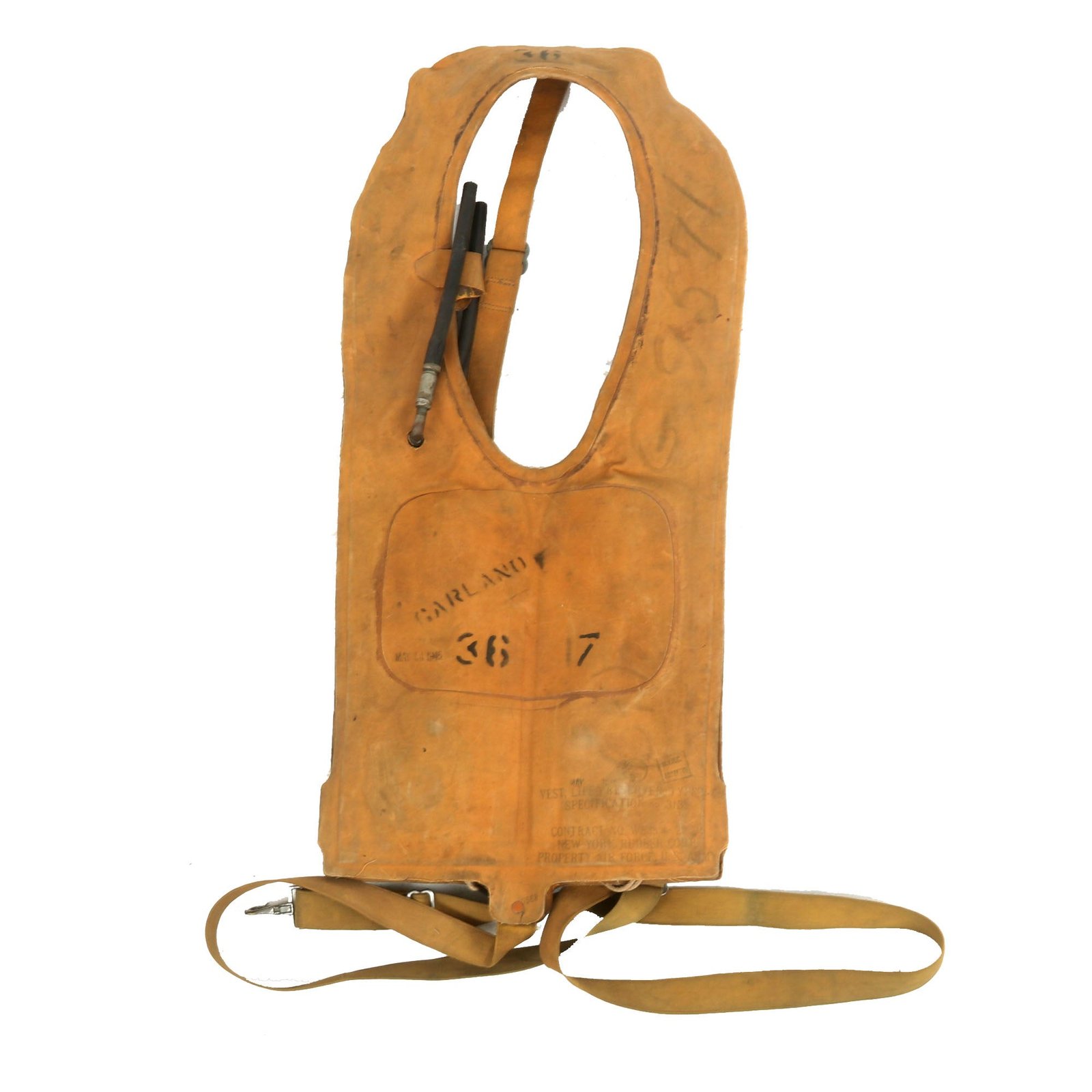 Buy Original U.S. WWII Mae West USAAF Pneumatic Life Vest by New York Rubber Co. - Dated 1943 | Original Firearms Antique For Sale