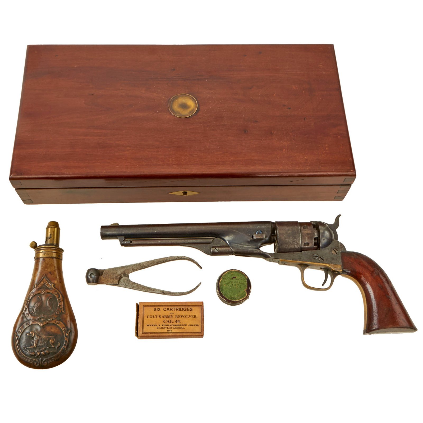 Buy Original U.S. Indian Wars Era Colt M1860 Army .44cal Percussion Revolver in Custom Wood Case with Accessories - Serial 178912 Made in 1869 | Original Firearms Antique For Sale