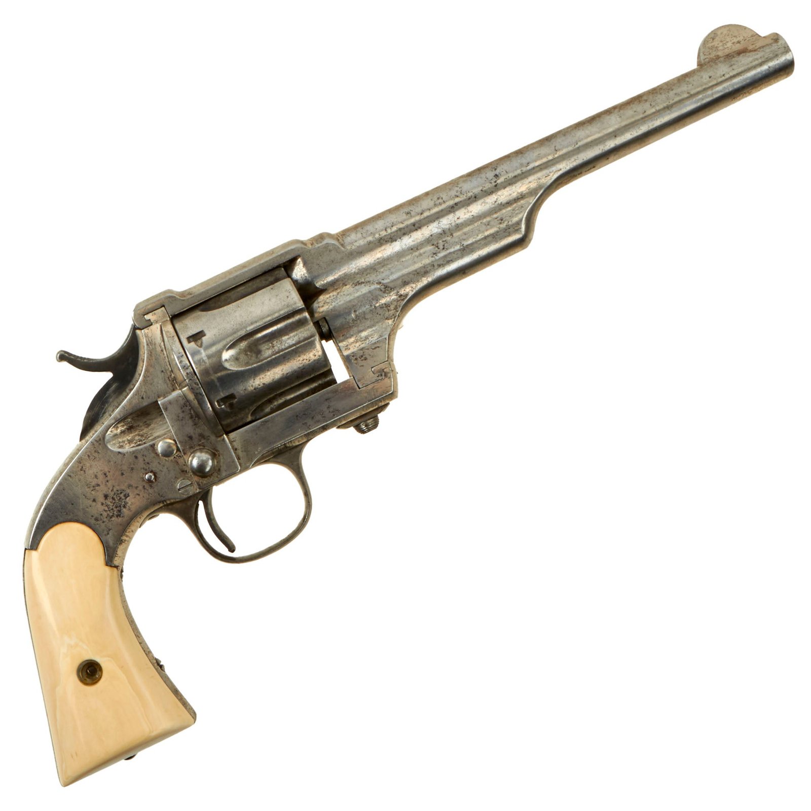 Buy Original U.S. Merwin & Hulbert Nickel Plated 1876 Frontier 2nd Model .44-40 Revolver with Ivory Grips - Serial 22656 | Original Firearms Antique For Sale