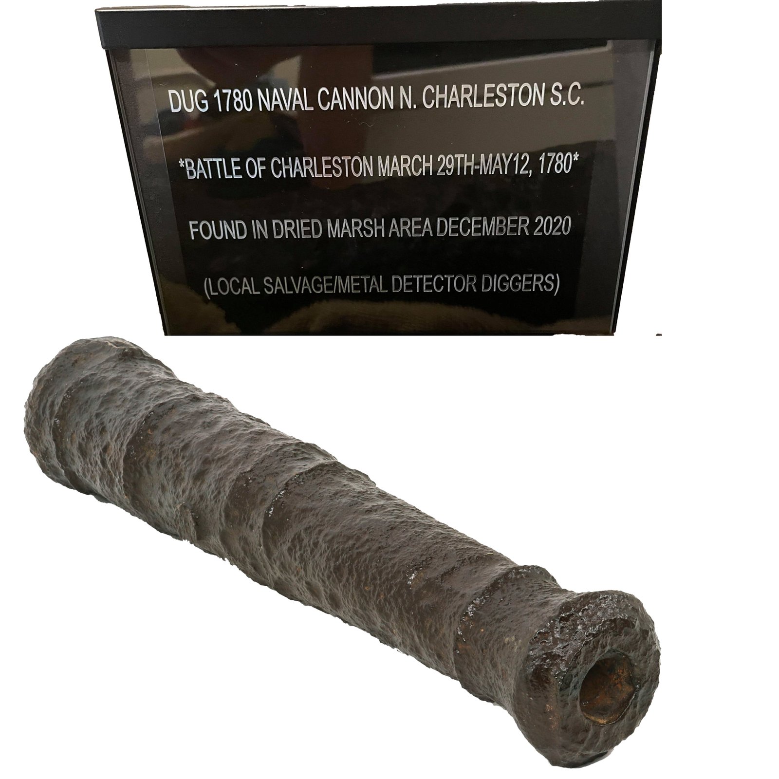 Buy Original 1780 Battle of Charleston South Carolina Excavated Small Ship's Iron Falconet Swivel Cannon | Original Firearms Antique For Sale