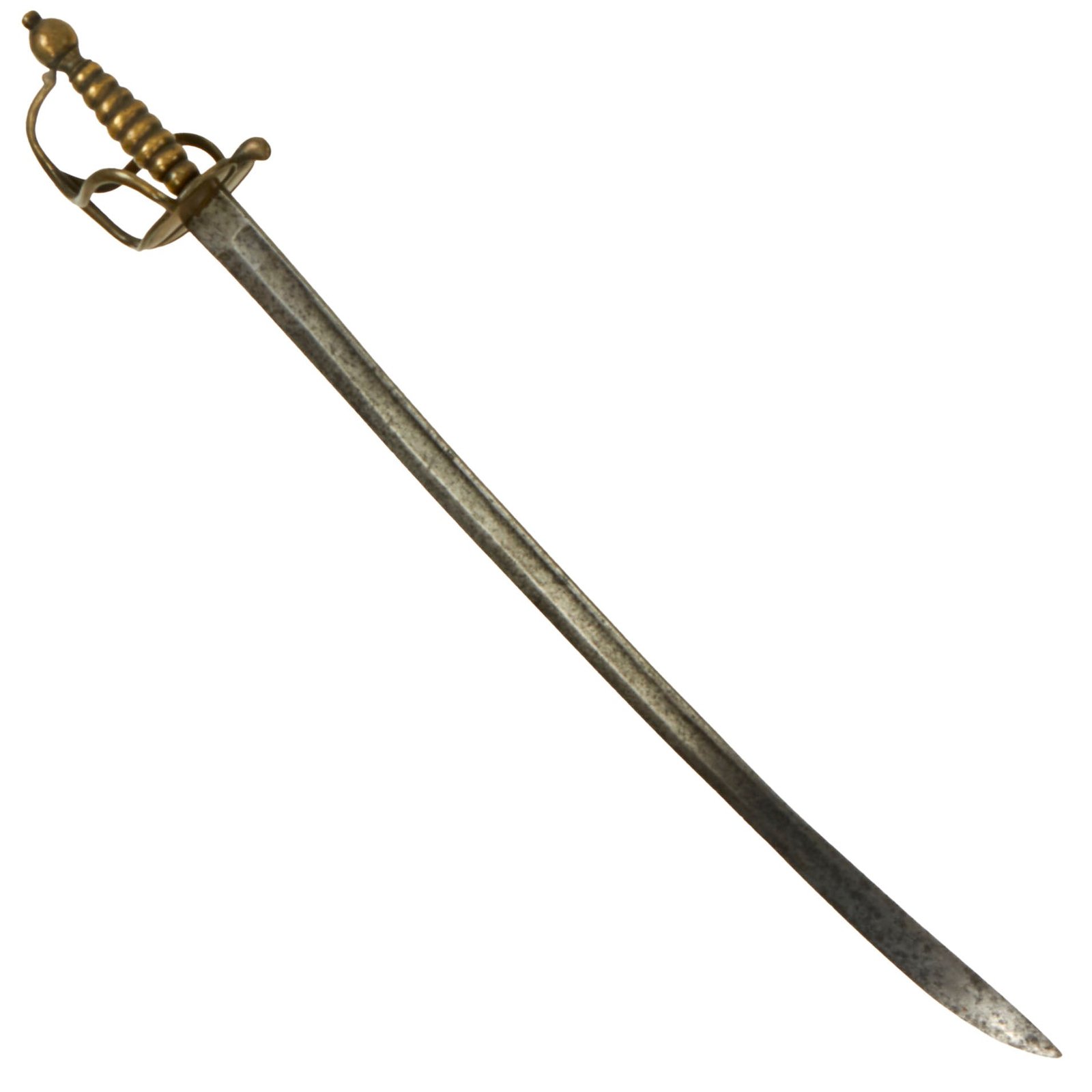 Buy Original British American Revolutionary War Era Pattern 1742 Brass Hilted Infantry Hanger Sword by Thomas Hollier - Circa 1750 | Original Firearms Antique For Sale