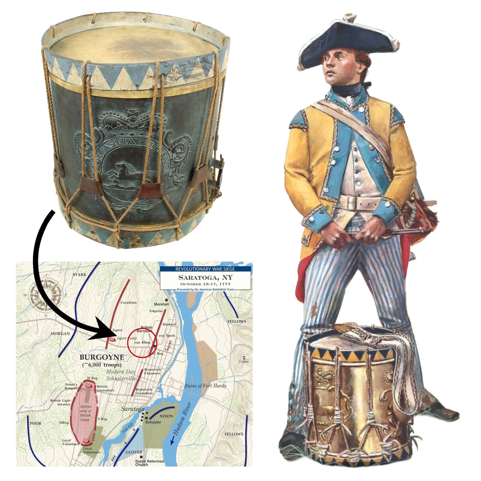 Buy Original American Revolutionary War Field Drum of the Brunswick Infantry Regiment von Rhetz - Fought in the 1777 Saratoga Campaign | Original Firearms Antique For Sale